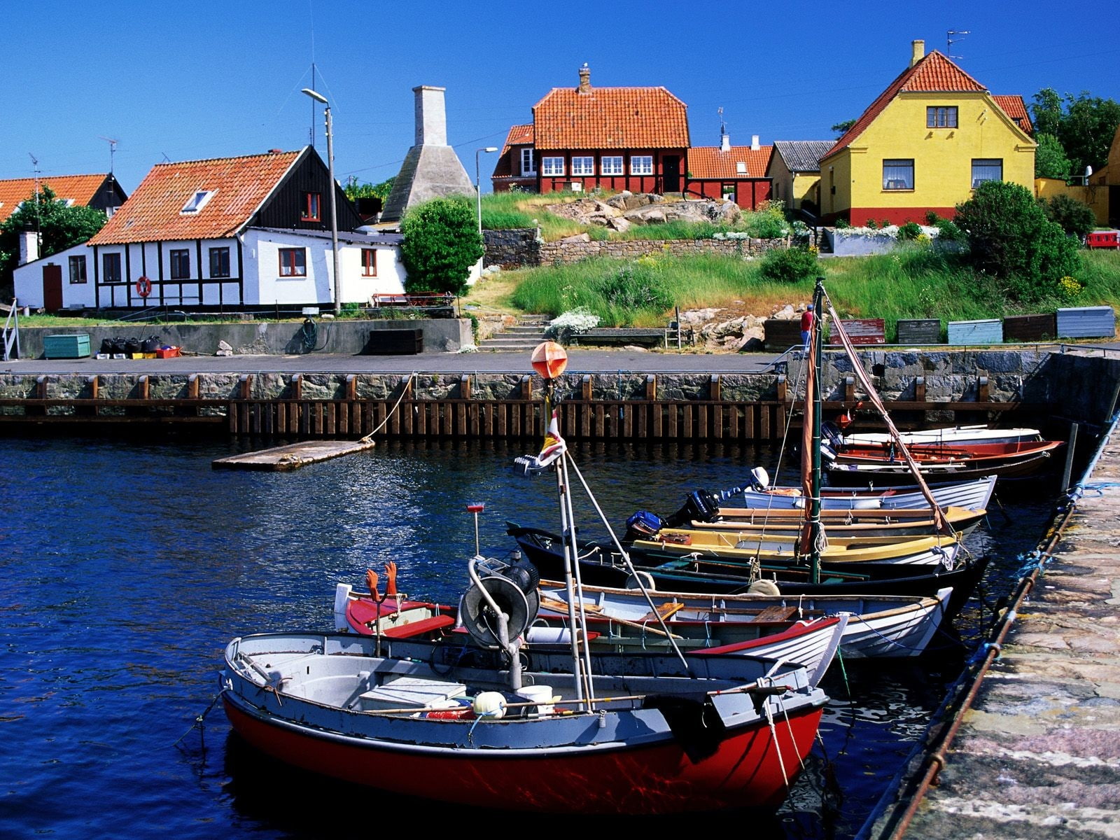 boat, Denmark, house, 720P, ports, HD Wallpaper