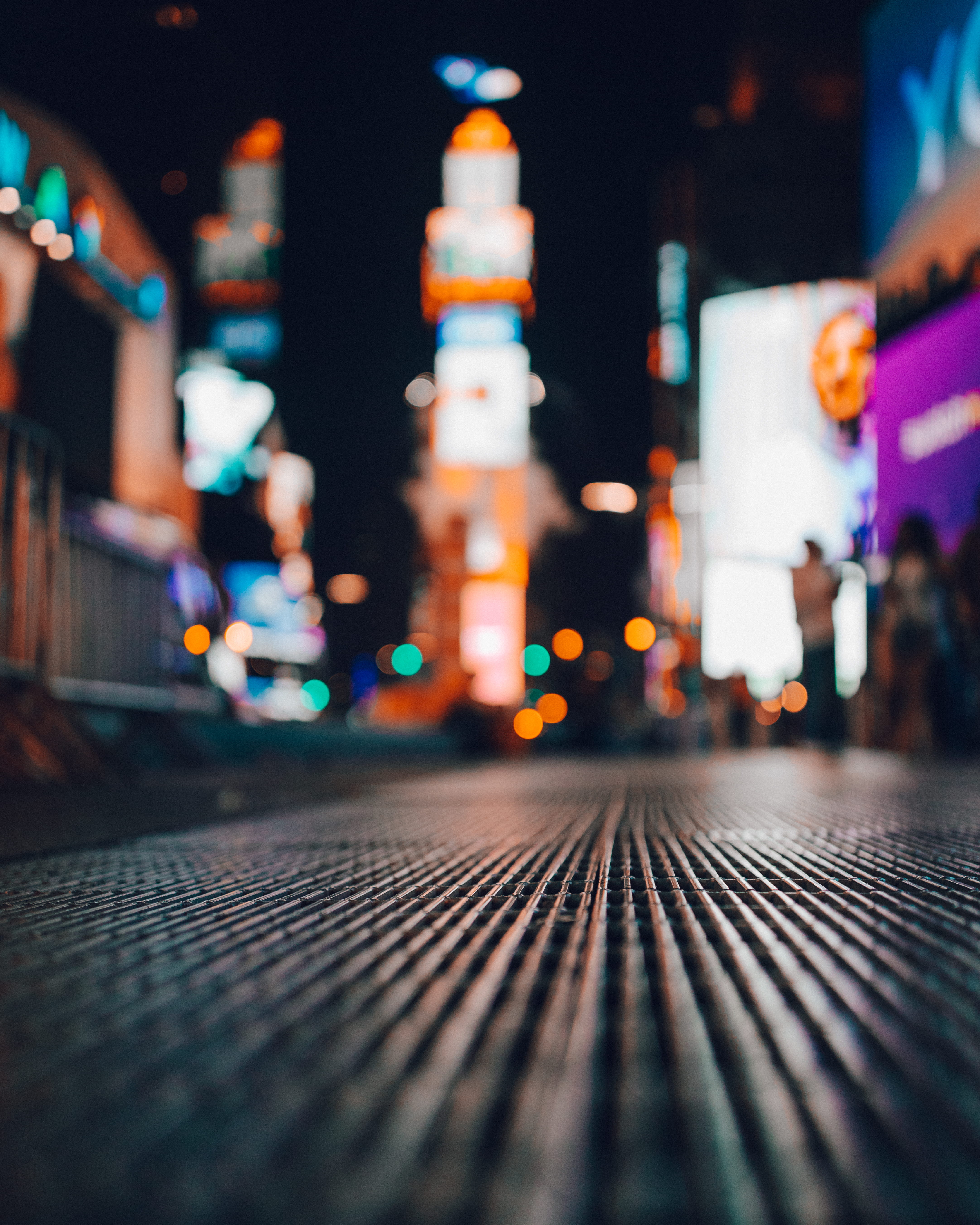 photography, built structure, the way forward, bokeh, pattern, rail transportation, lights, travel, neon, building exterior, city, 5K, cover, ny, travel destinations, Phone HD Wallpaper