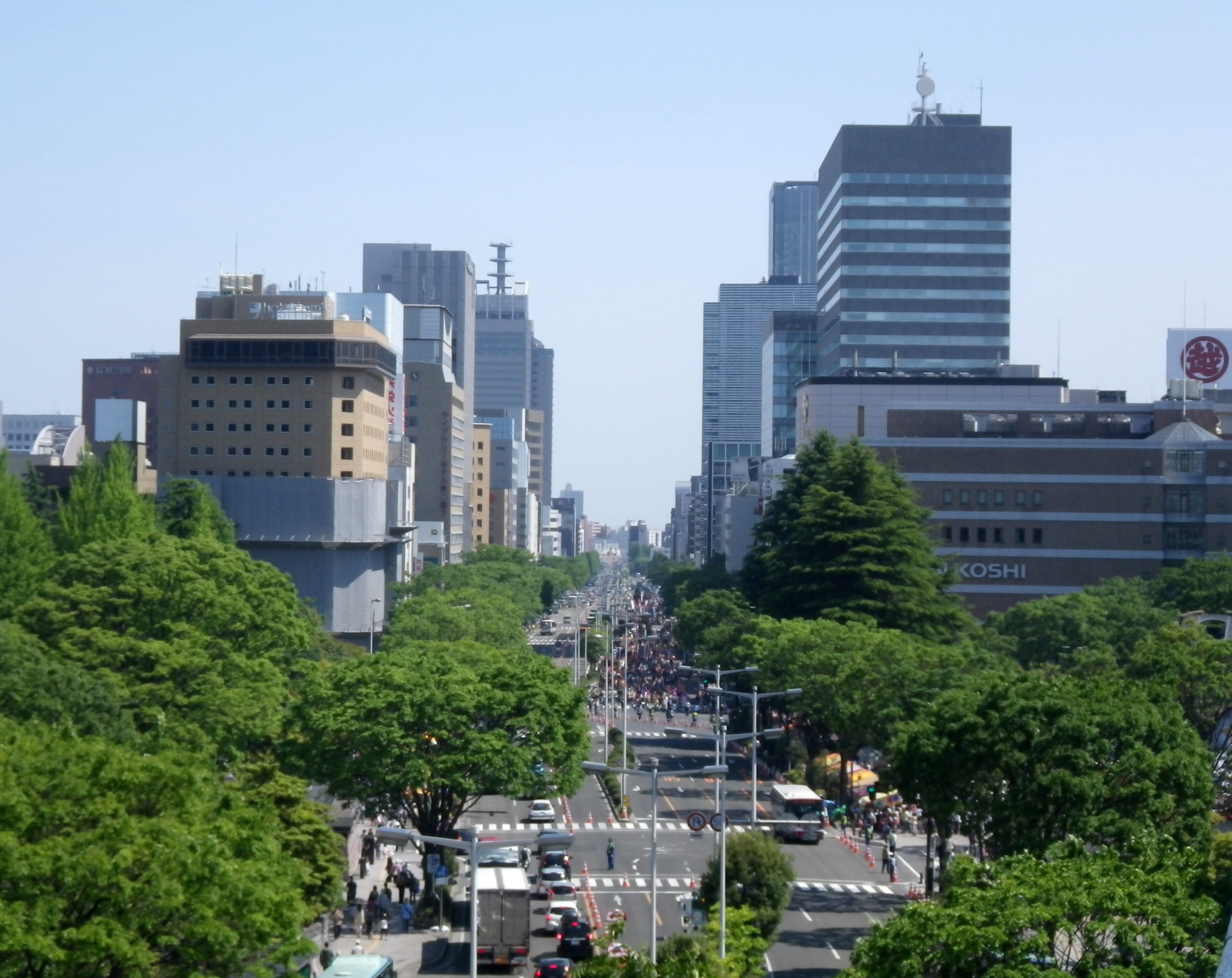 urban Scene, avenue, higashi-ni-bancho, cityscape, nature, photos, skyscraper, plant, public domain, banchō, modern, building, city, 2K, Matsuri, Sendai, HD Wallpaper