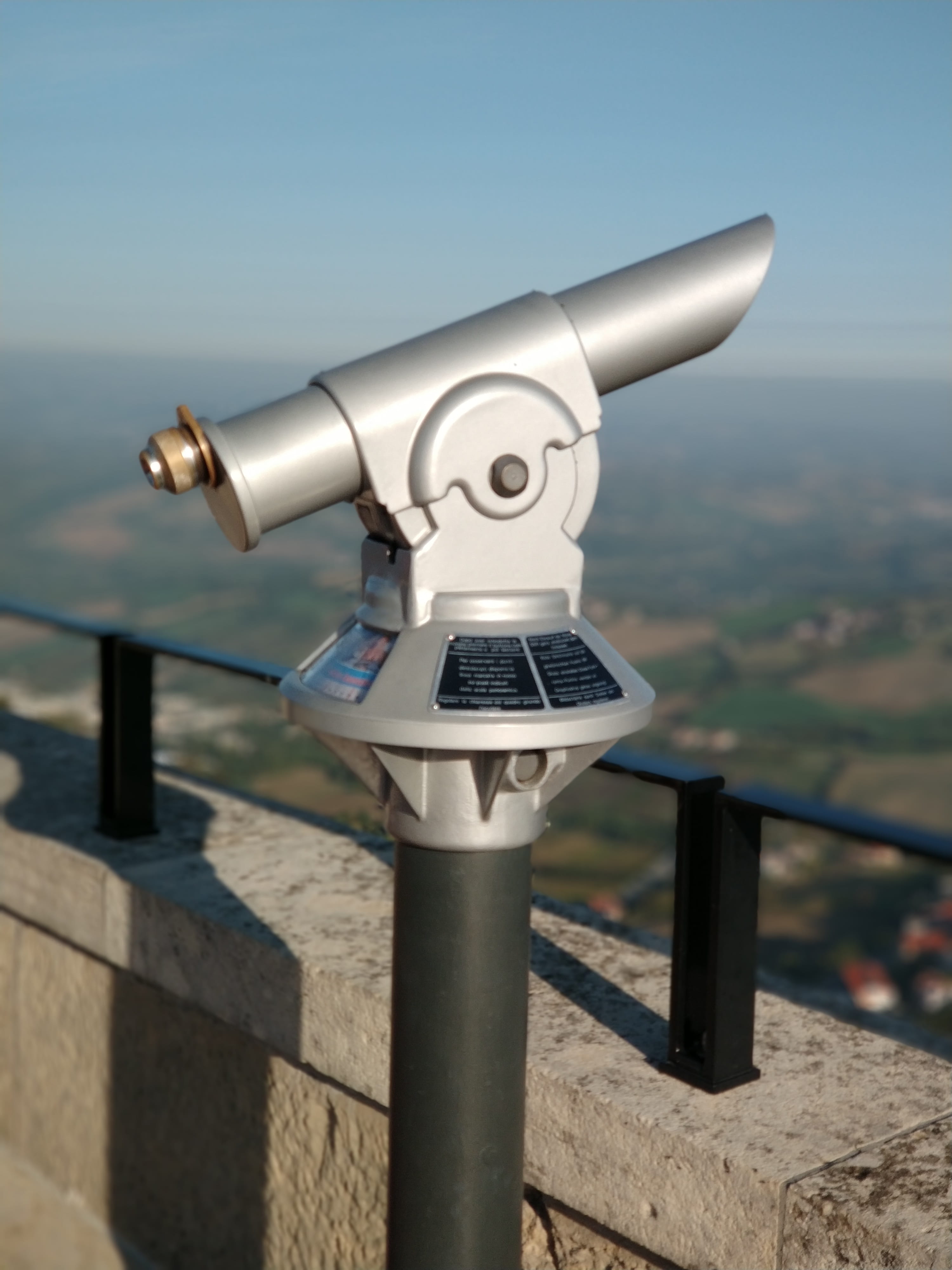 coin operated, sky, outdoors, sunlight, metal, binoculars, optical instrument, security, surveillance, astronomy, height, nature, silver colored, no people, Phone HD Wallpaper