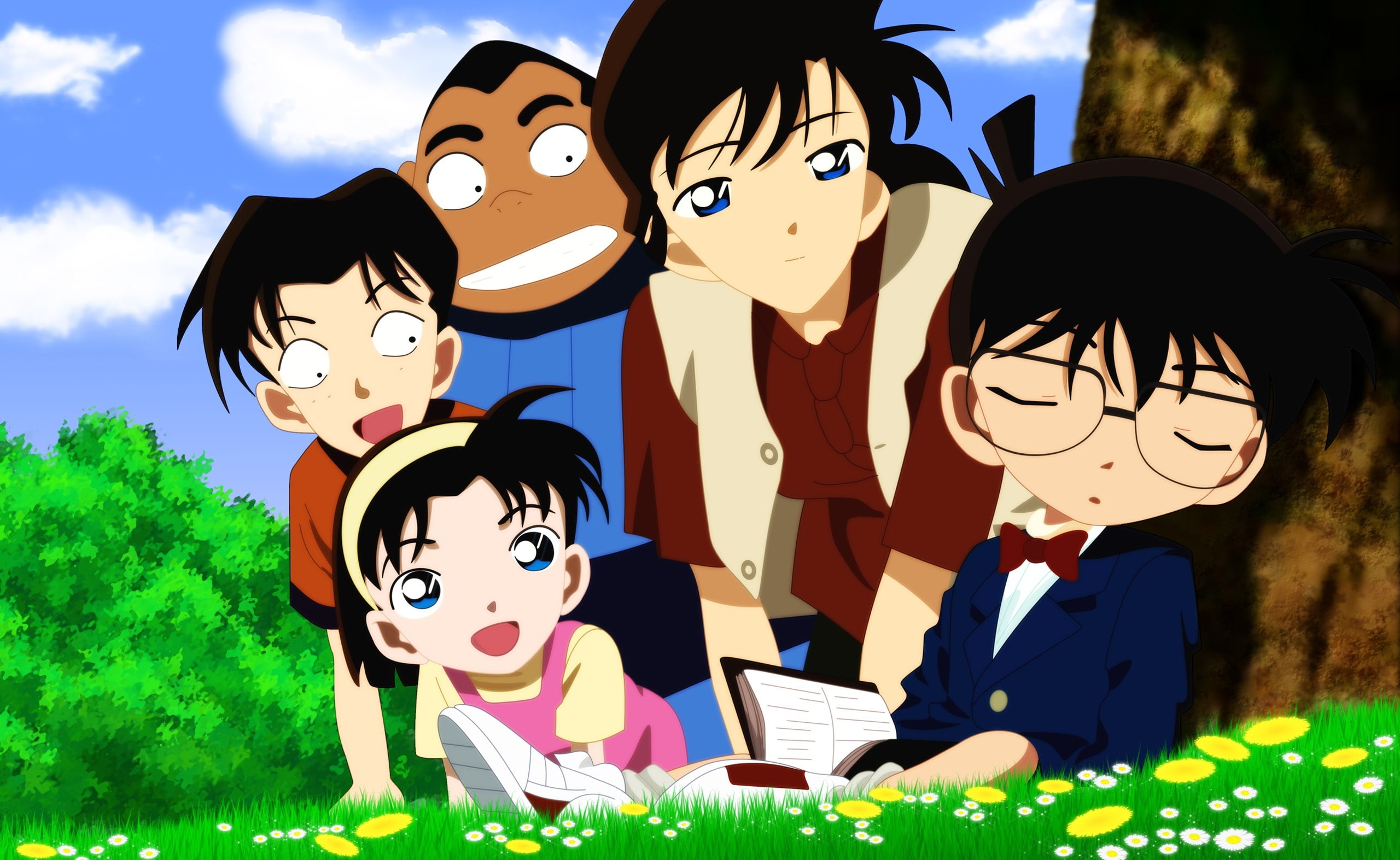 day, outdoors, creativity, field, sky, Anime, 2K, craft, art and craft, cloud - sky, Conan, human representation, no people, tree, Detective, HD Wallpaper