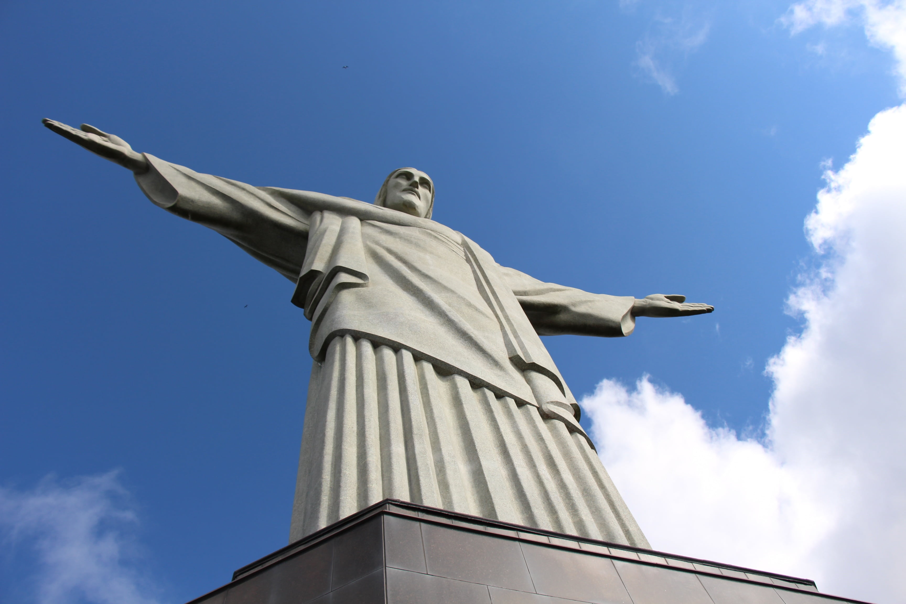 sculpture, rio, tourist attraction, redeemer, history, government, the past, day, sky, clouds, low angle view, nature, christ the redeemer, 2K, art and craft, HD Wallpaper