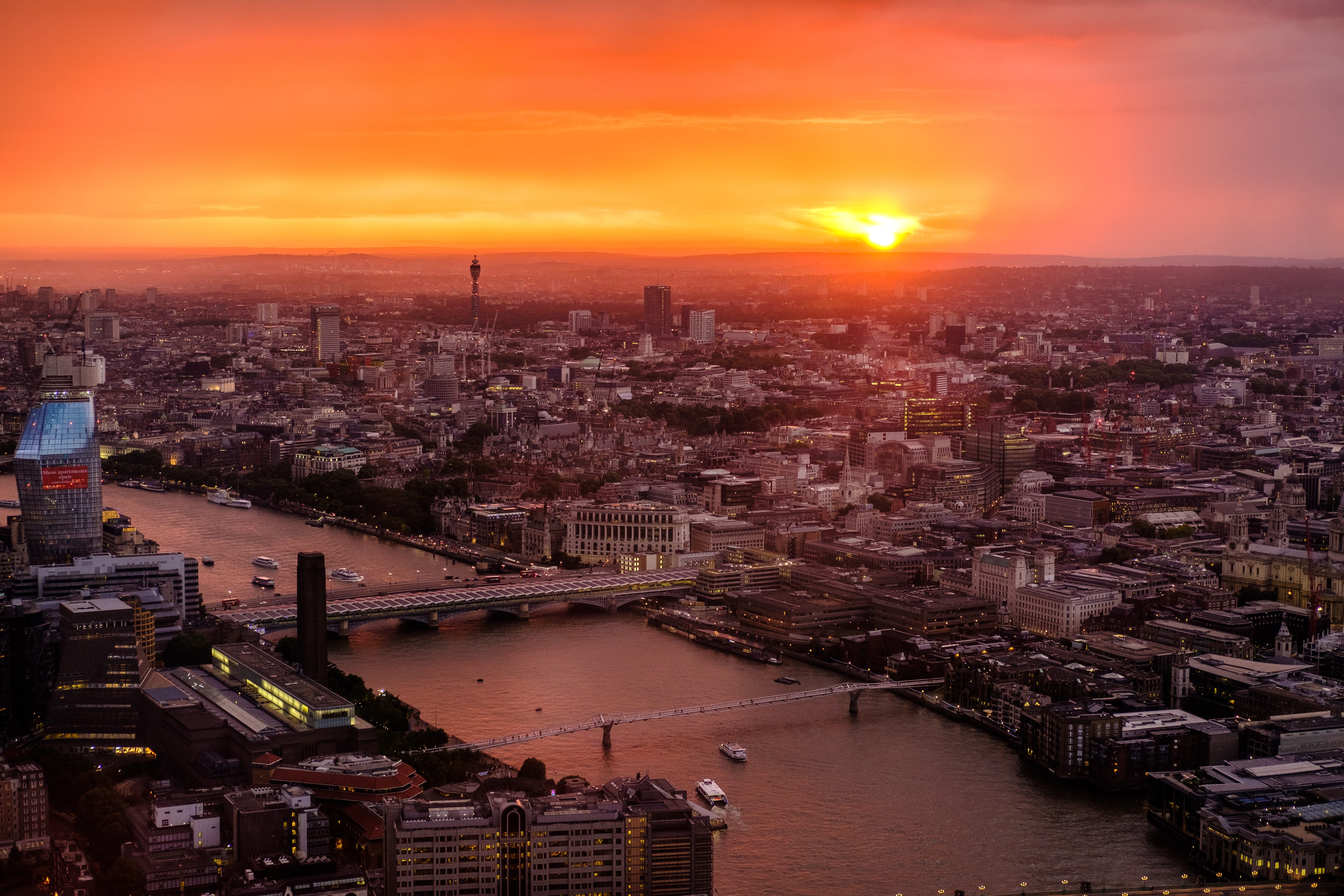 destination, ancient, sky, famous, high angle view, night, tourism, office building exterior, united, aerial view, europe, shard, uk, reflection, travel destinations, HD Wallpaper