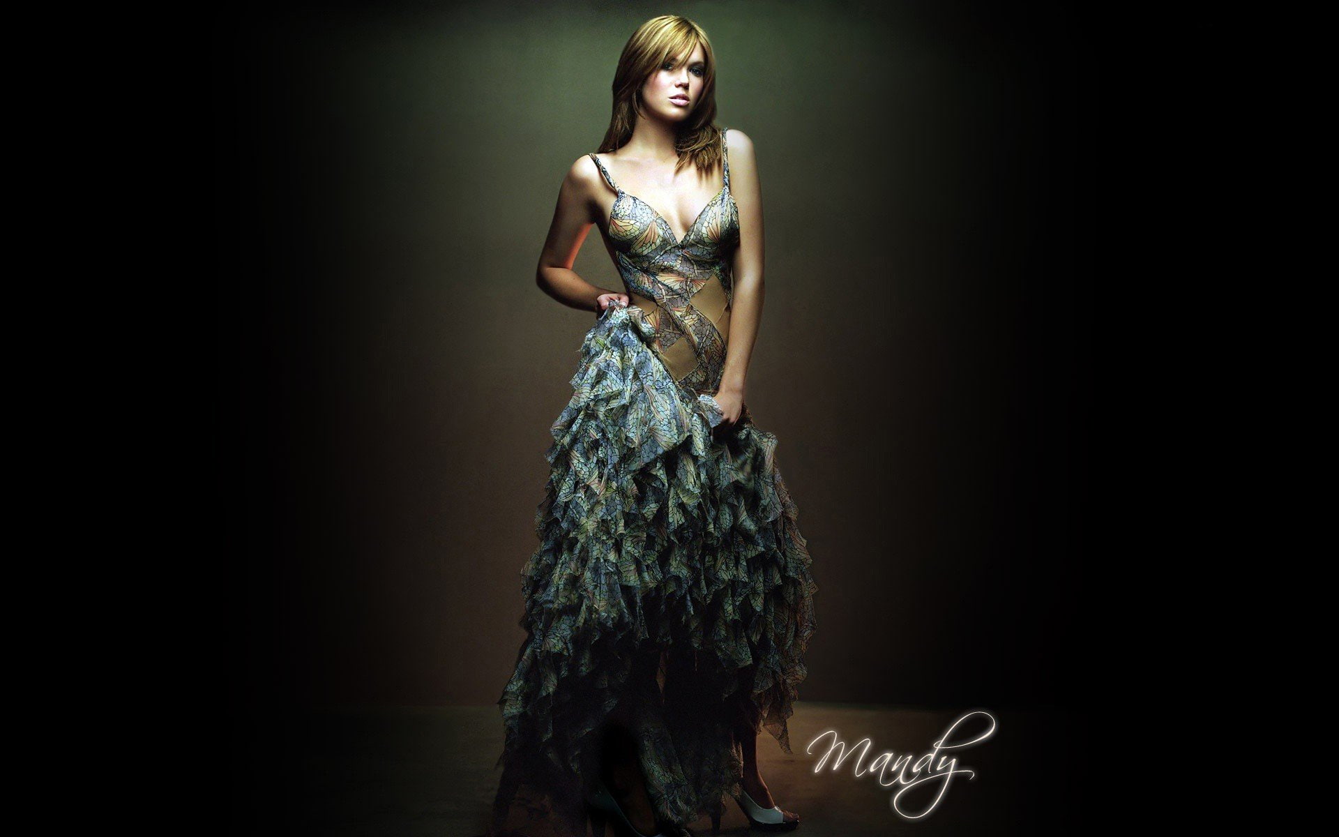 cleavage, mandy, 1080P, singers, moore, brunettes, women, HD Wallpaper