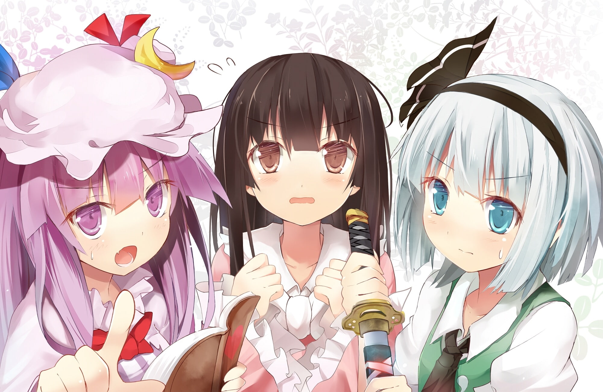 females, touhou, female likeness, glasses, representation, women, creativity, childhood, Anime, celebration, girls, portrait, art and craft, purple hair, HD Wallpaper