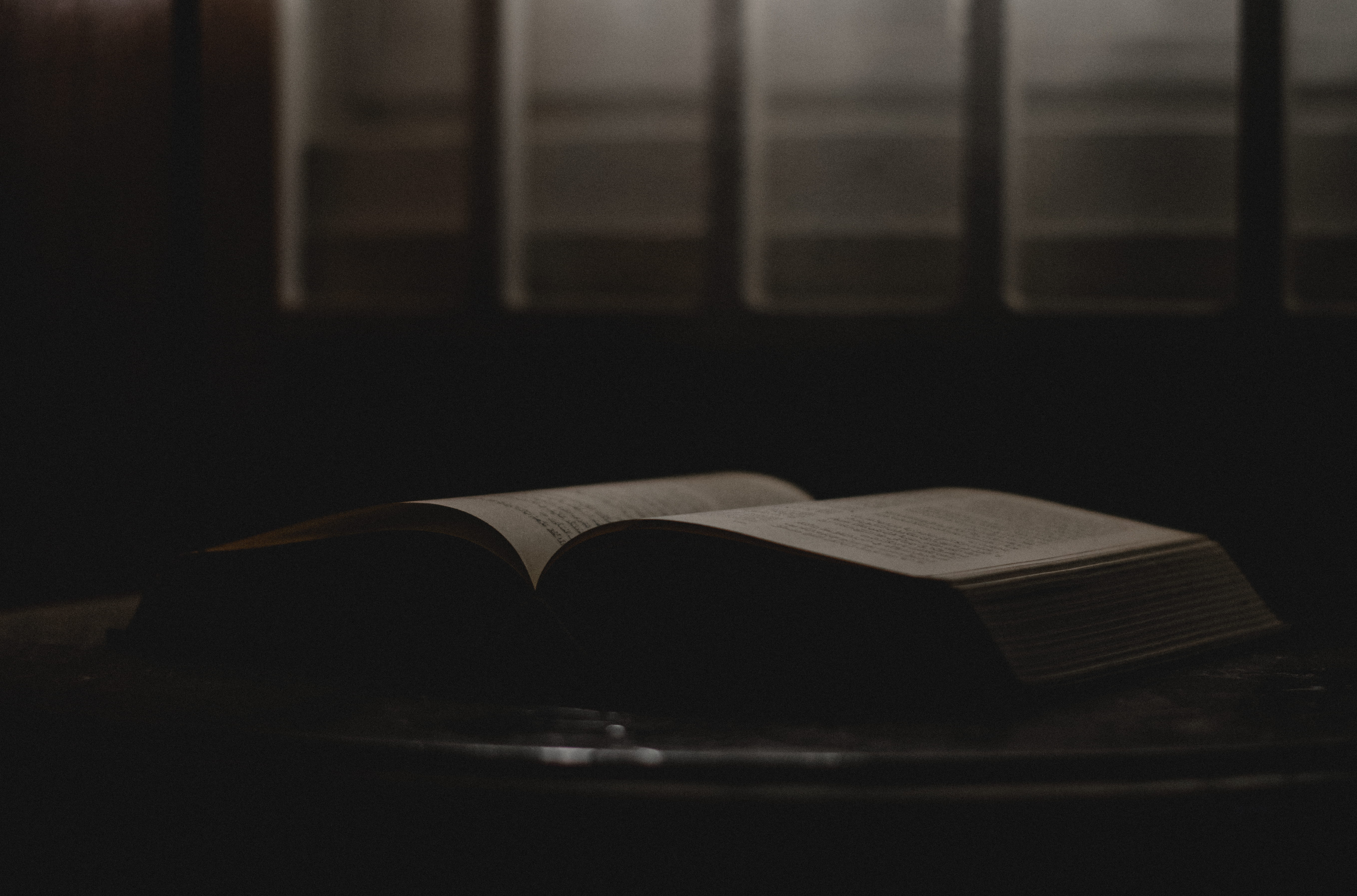 wisdom, single object, absence, table, studying, e, paper, reading, publication, indoors, library, page, focus on foreground, open, dark, book, l, literature, HD Wallpaper