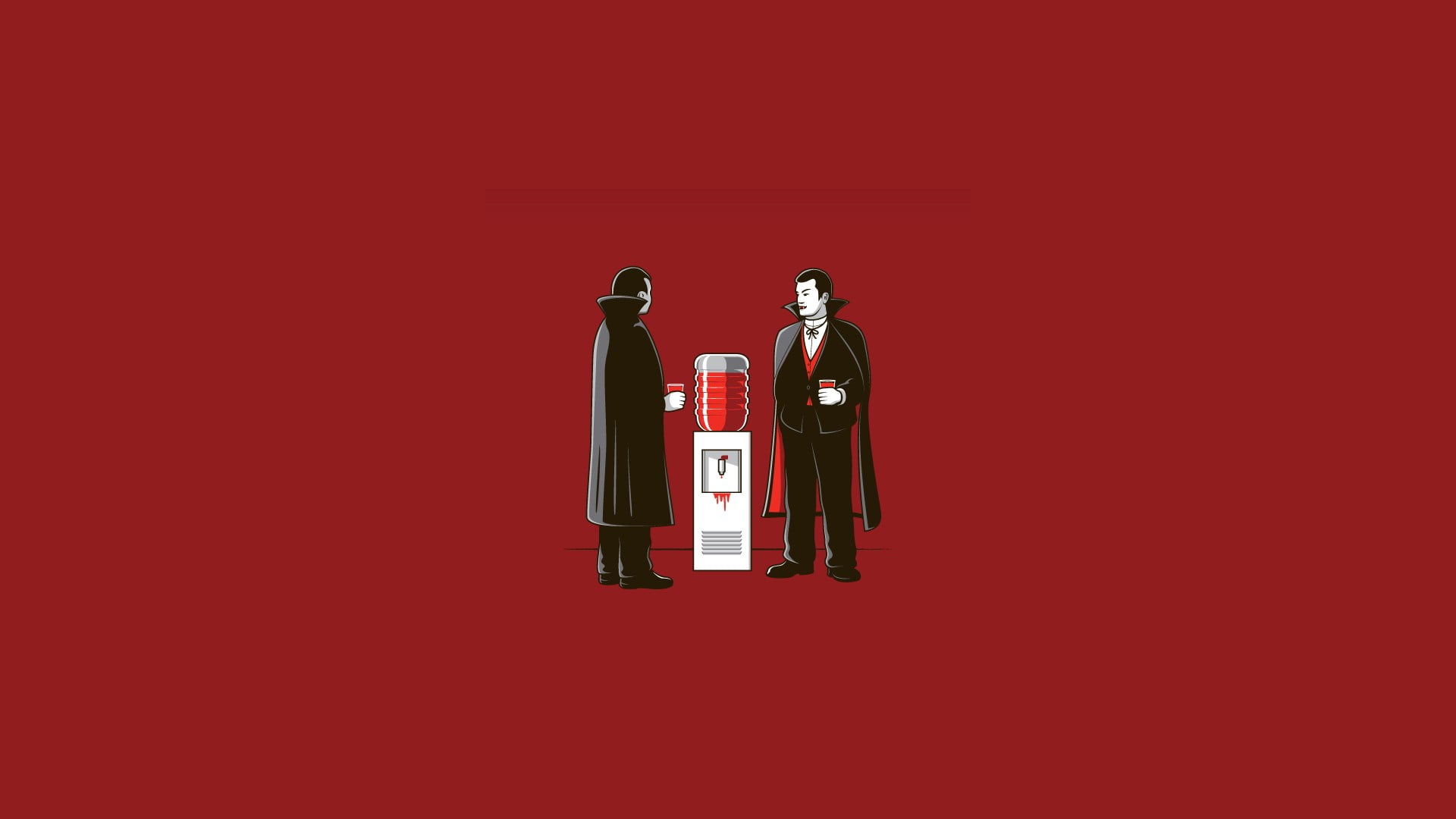 no people, male likeness, two, single object, close-up, blood, figurine, red, near, cut out, 1080P, still life, studio shot, dispenser, love, colored background, HD Wallpaper