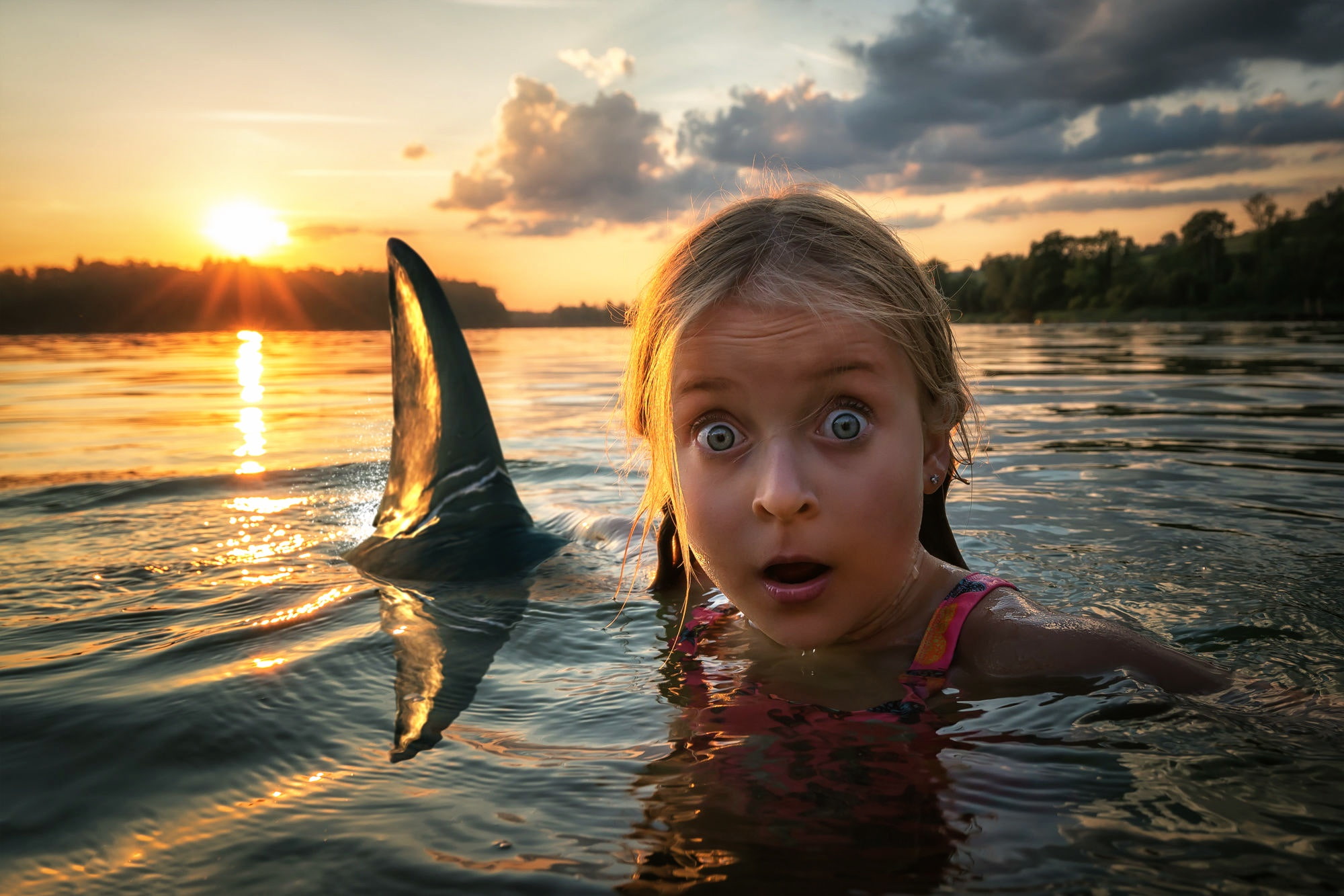 1080P, dark humor, children, shark, HD Wallpaper