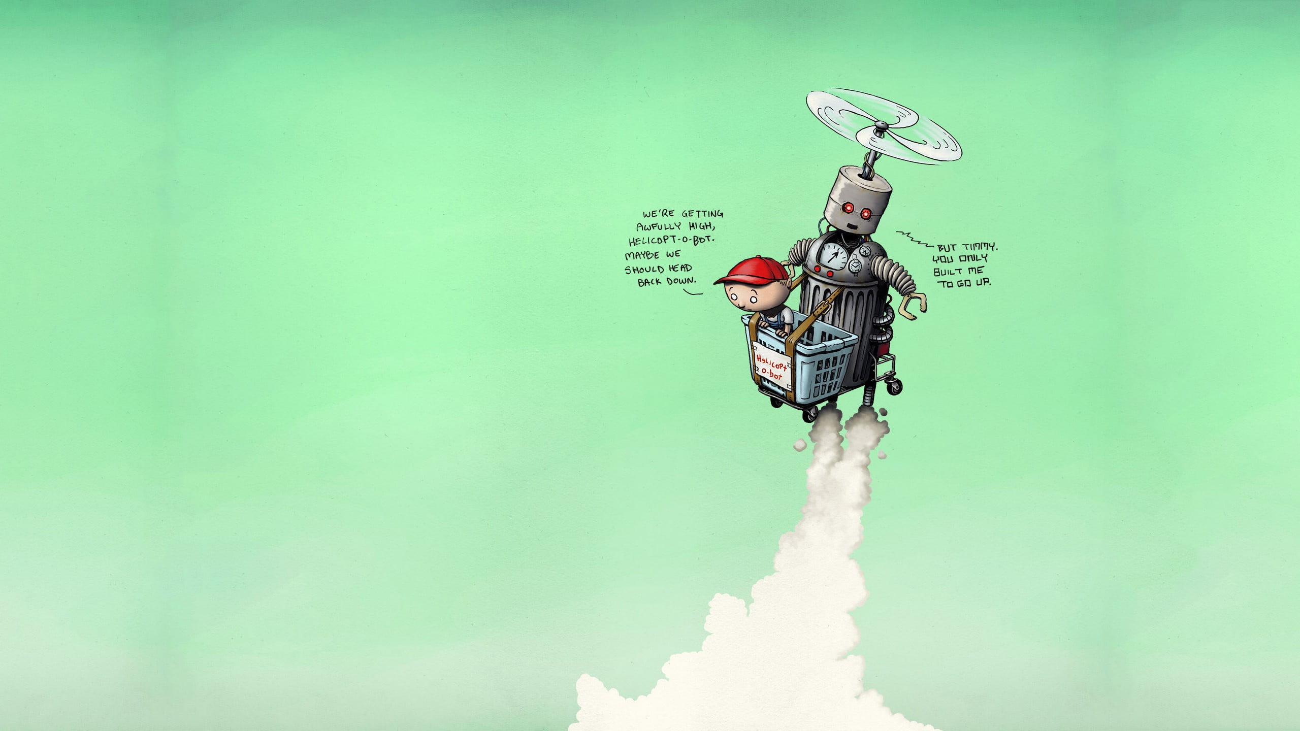 day, sky, low angle view, copy space, mid-air, digital composite, gray, representation, no people, mode of transportation, outdoors, dark humor, robot, HD Wallpaper