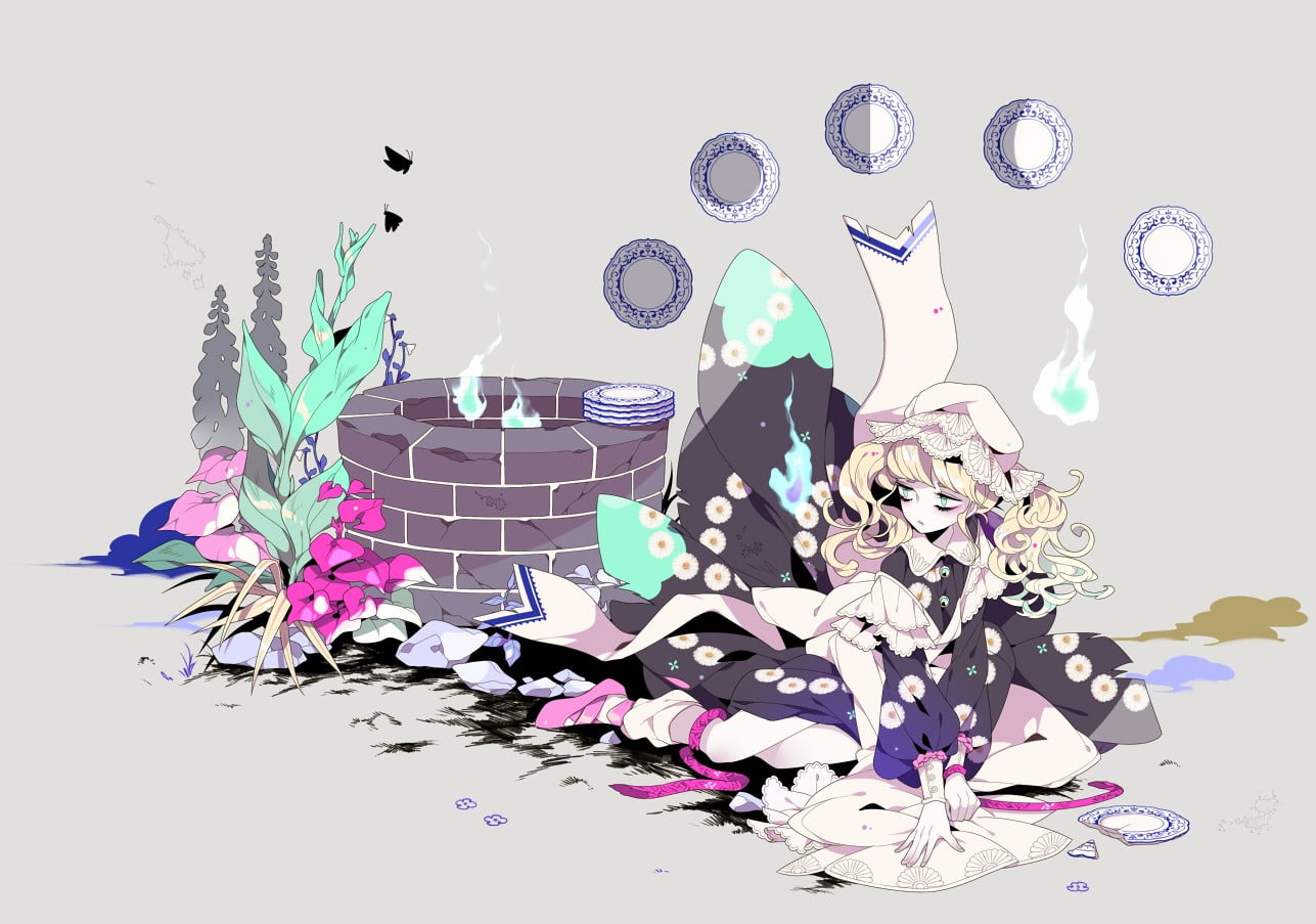 well, indoors, large group of objects, high angle view, white background, water, paint, beside, anime, purple, nature, multi colored, messy, table, artwork, HD Wallpaper