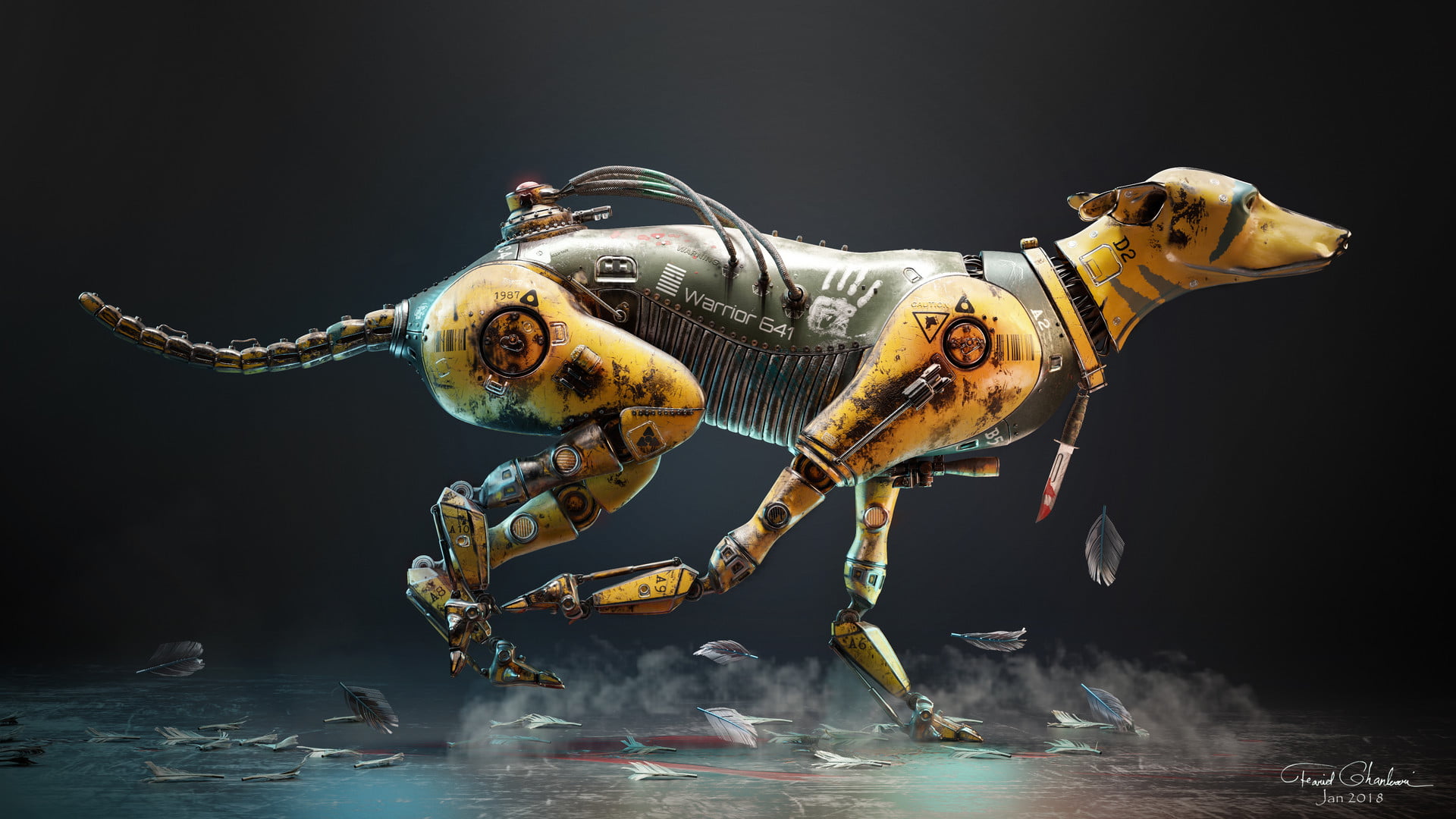 mammal, dog, one animal, domestic, animal, sea, robot, underwater, pets, artwork, representation, animal themes, digital art, vertebrate, full length, water, HD Wallpaper