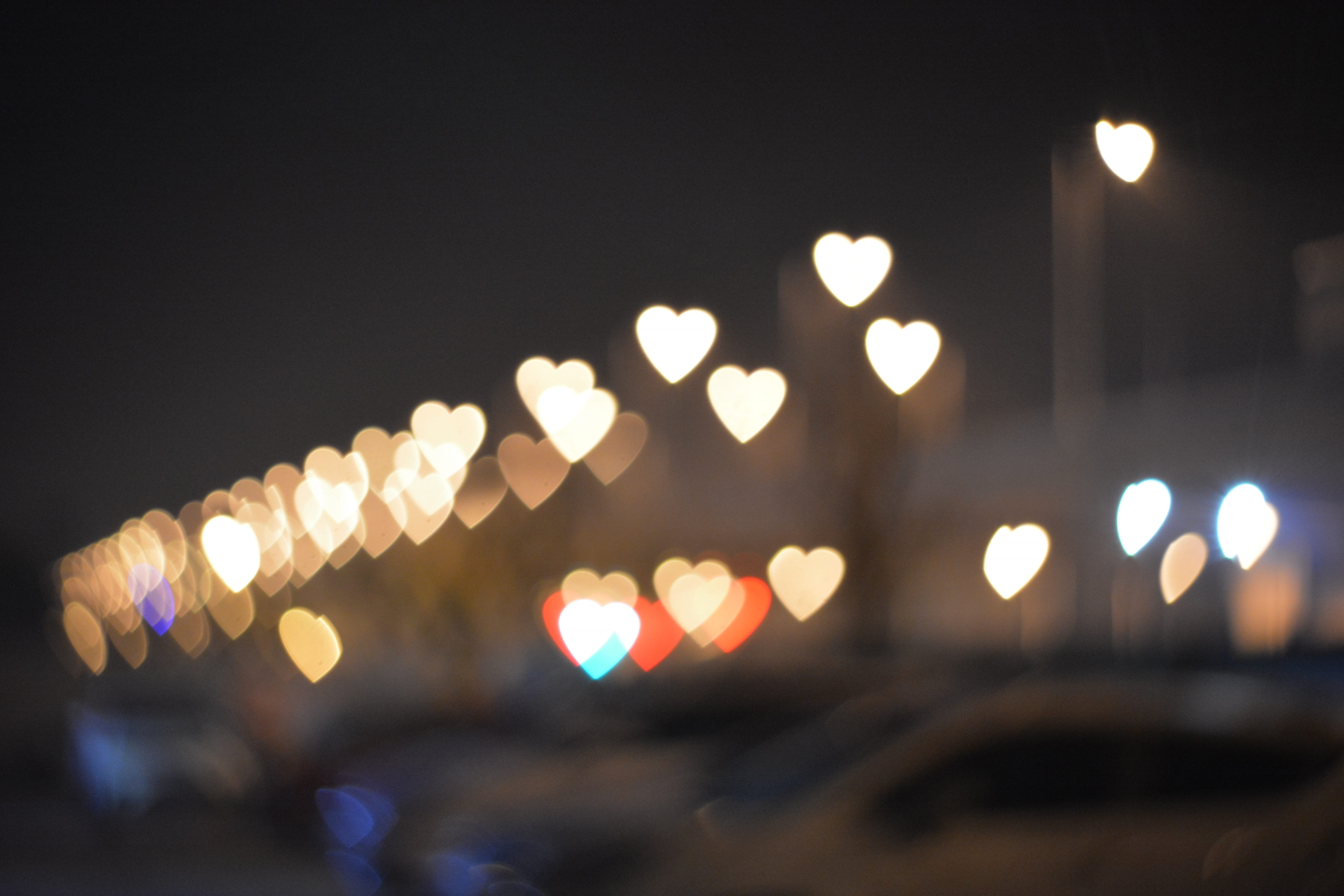 street light, nature, city, street, romantic, glowing, love, 4K, abstract, nightlife, architecture, car, mode of transportation, light - natural phenomenon, HD Wallpaper