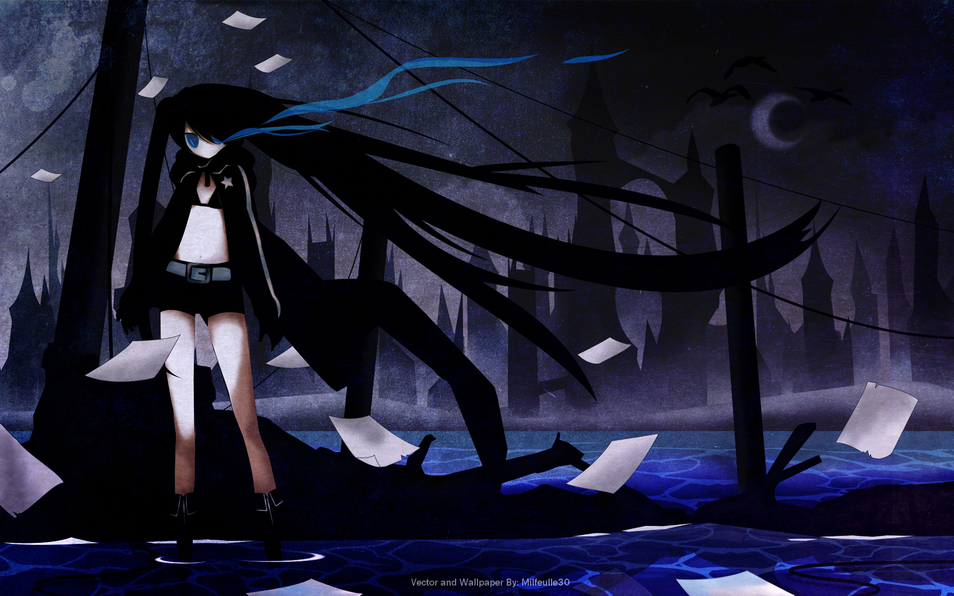 1080P, Kuroi Mato, anime girls, Black Rock Shooter, HD Wallpaper