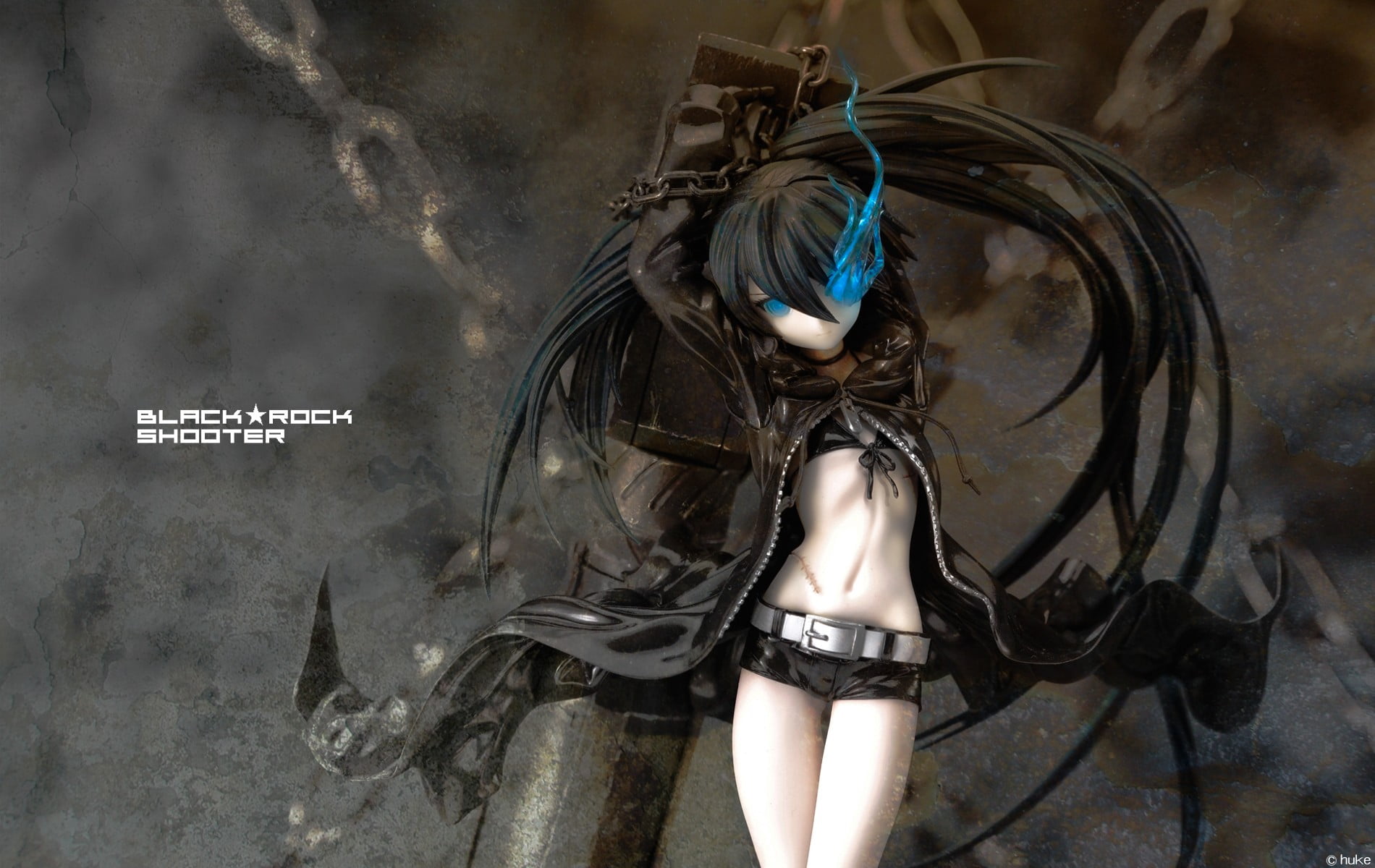 hairstyle, Black Rock Shooter, hair, long hair, anime girls, beauty, clothing, front view, adult, three quarter length, Kuroi Mato, young women, fashion, HD Wallpaper