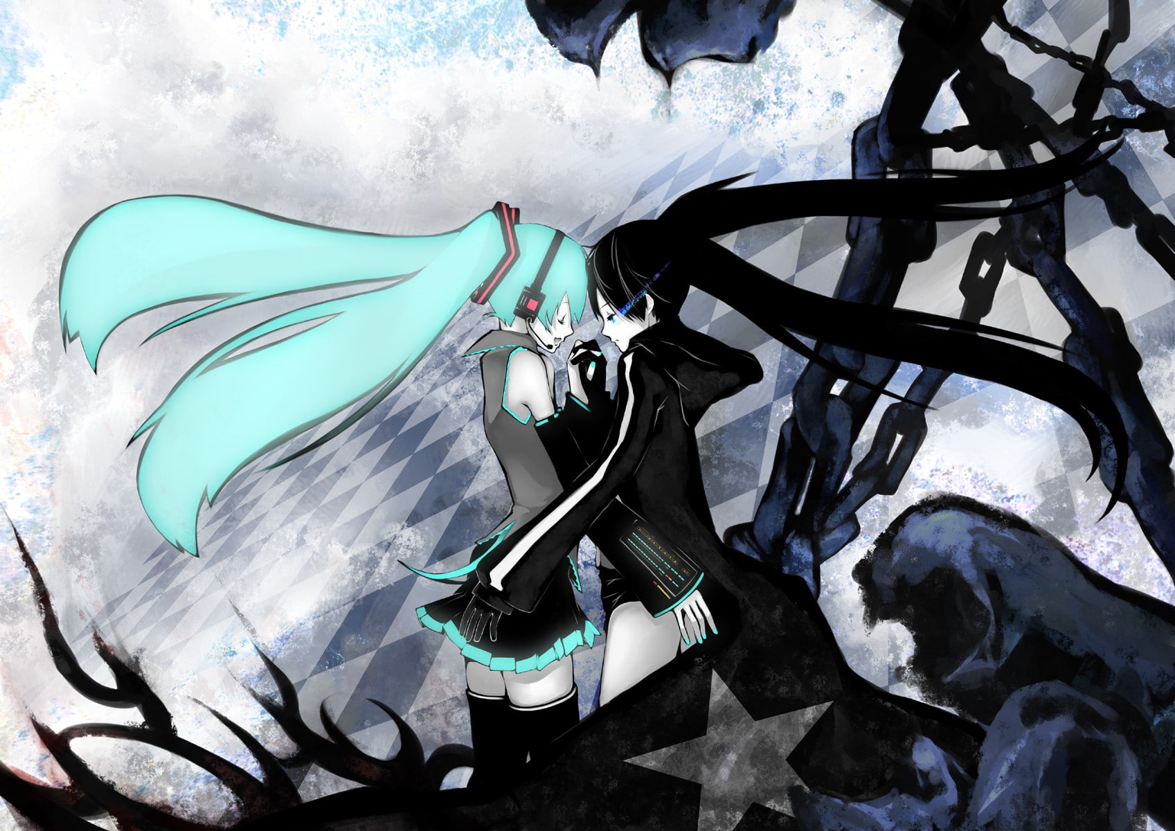 no people, art and craft, snow, Vocaloid, outdoors, body part, ice, animal representation, creativity, 720P, day, white color, high angle view, paint, HD Wallpaper
