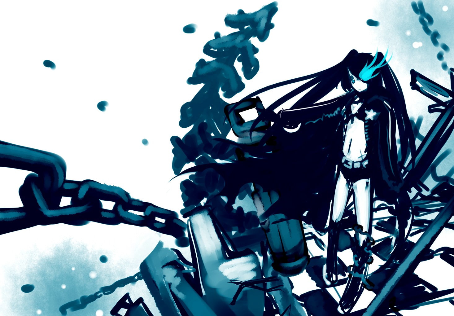 anime, 720P, anime girls, Kuroi Mato, blue, Black Rock Shooter, HD Wallpaper