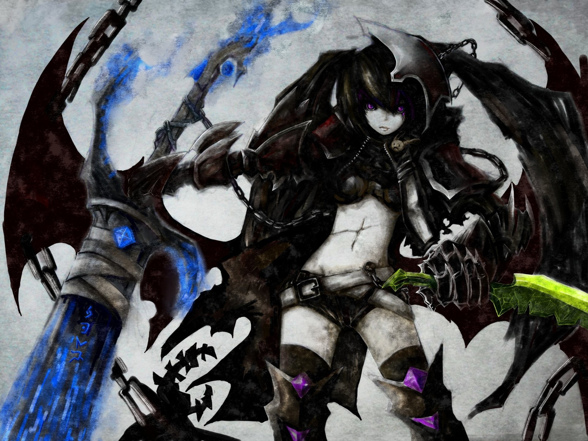 1080P, Insane Black Rock Shooter, Anime, Black Rock Shooter, HD Wallpaper