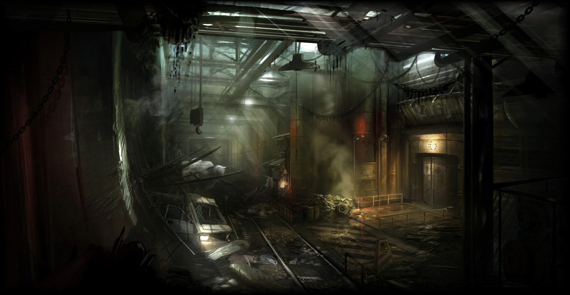 metal, ruined, built structure, abandoned, stage, metal industry, technology, indoors, light - natural phenomenon, architecture, afterfall insanity, 1080P, HD Wallpaper