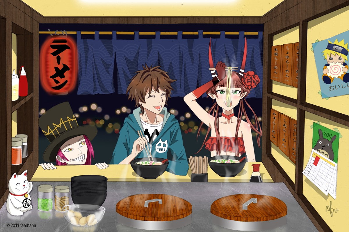 women, men, female likeness, food and drink, indoors, human representation, front view, representation, table, art and craft, childhood, anime, food, anime girls, HD Wallpaper