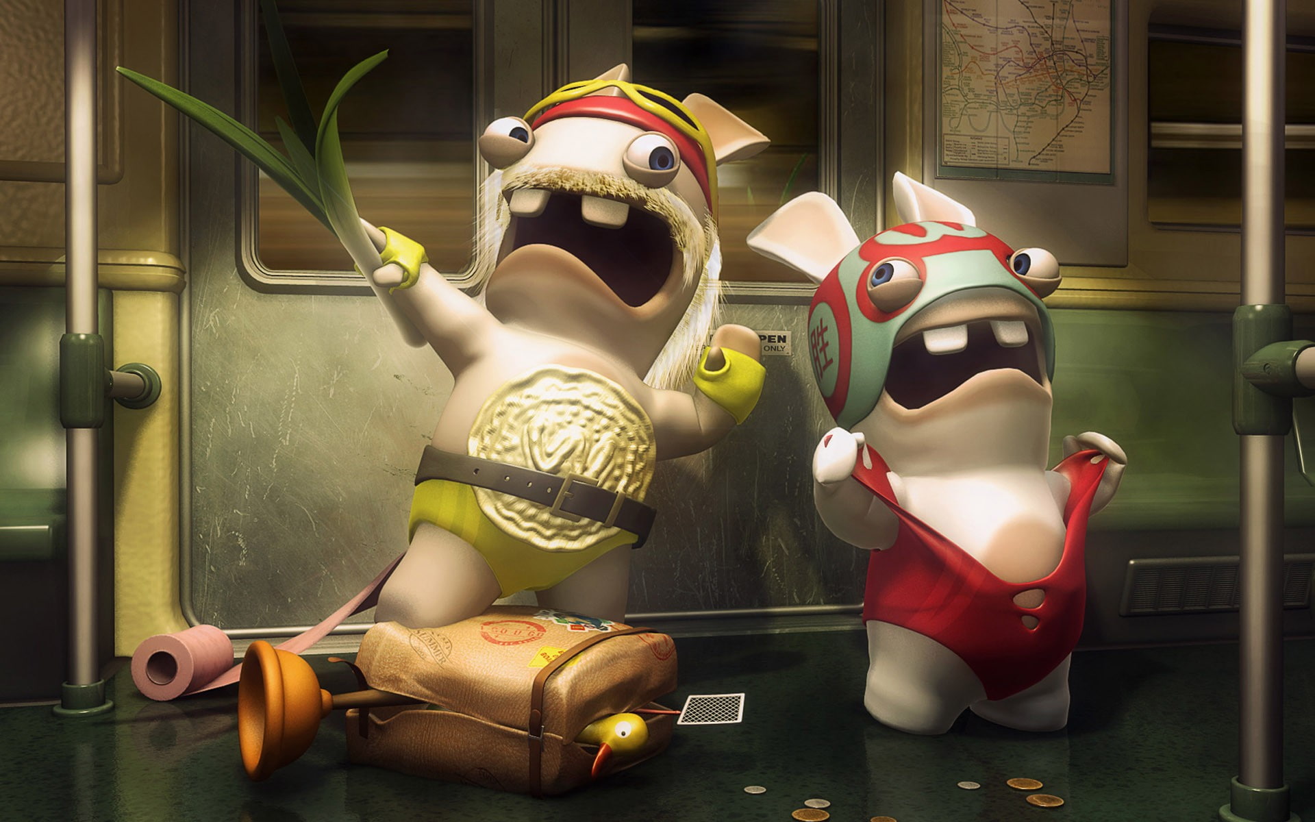 sports, 1080P, hd, x, funny, wrestling, Insane, raving, rabbids, art, HD Wallpaper