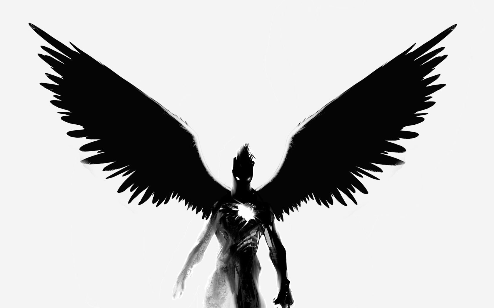 hd, bw, 720P, demon, digital/artwork, wings, drawing, HD Wallpaper