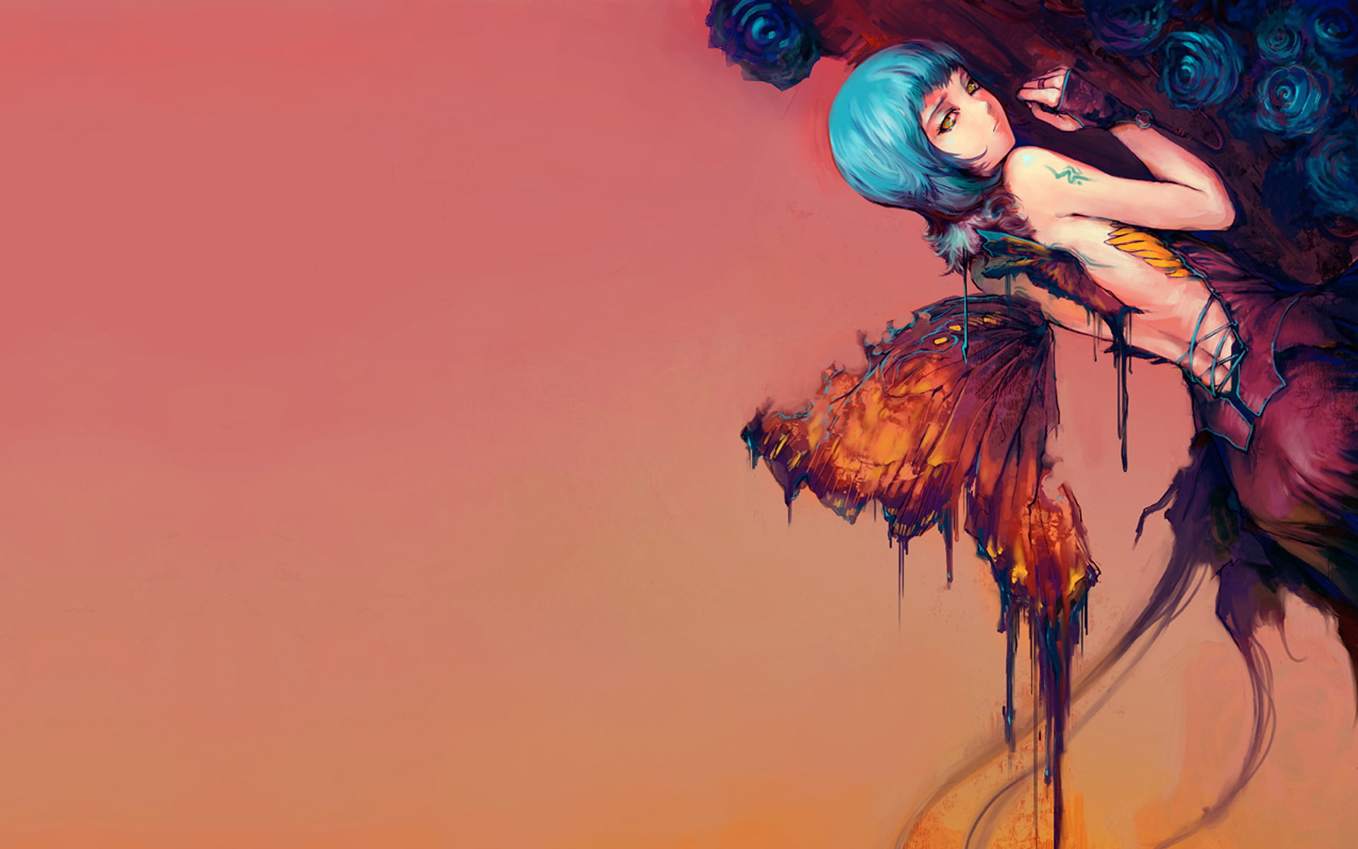drawing, digital/artwork, wings, hd, 1080P, anime, HD Wallpaper