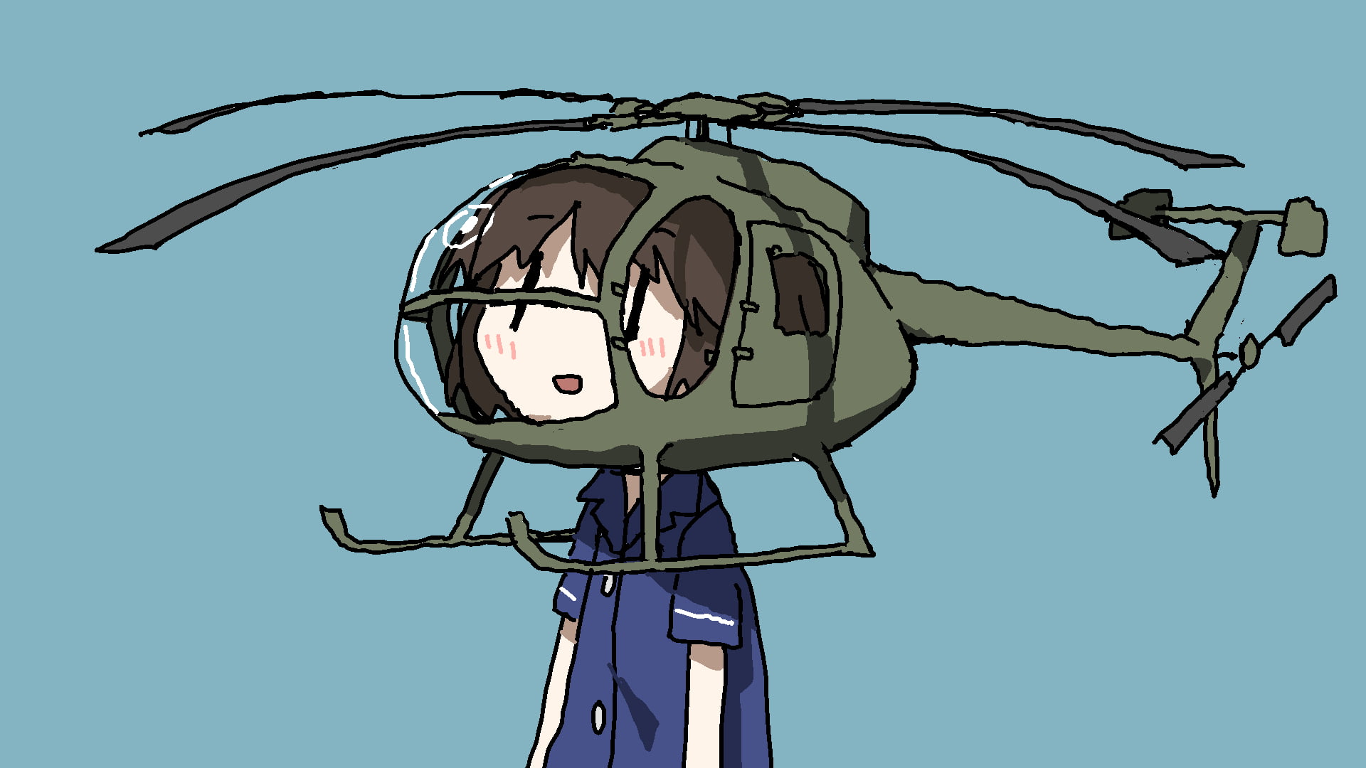 anime girls, 1080P, helicopter, artwork, WTF, HD Wallpaper