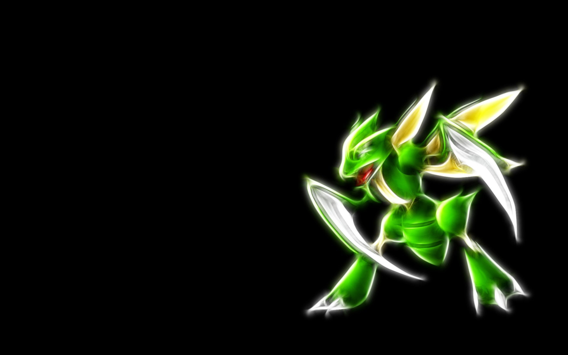 cut out, neon, illuminated, Scyther (pokemon), art and craft, long exposure, black background, green color, indoors, motion, Fractalius, copy space, creativity, HD Wallpaper