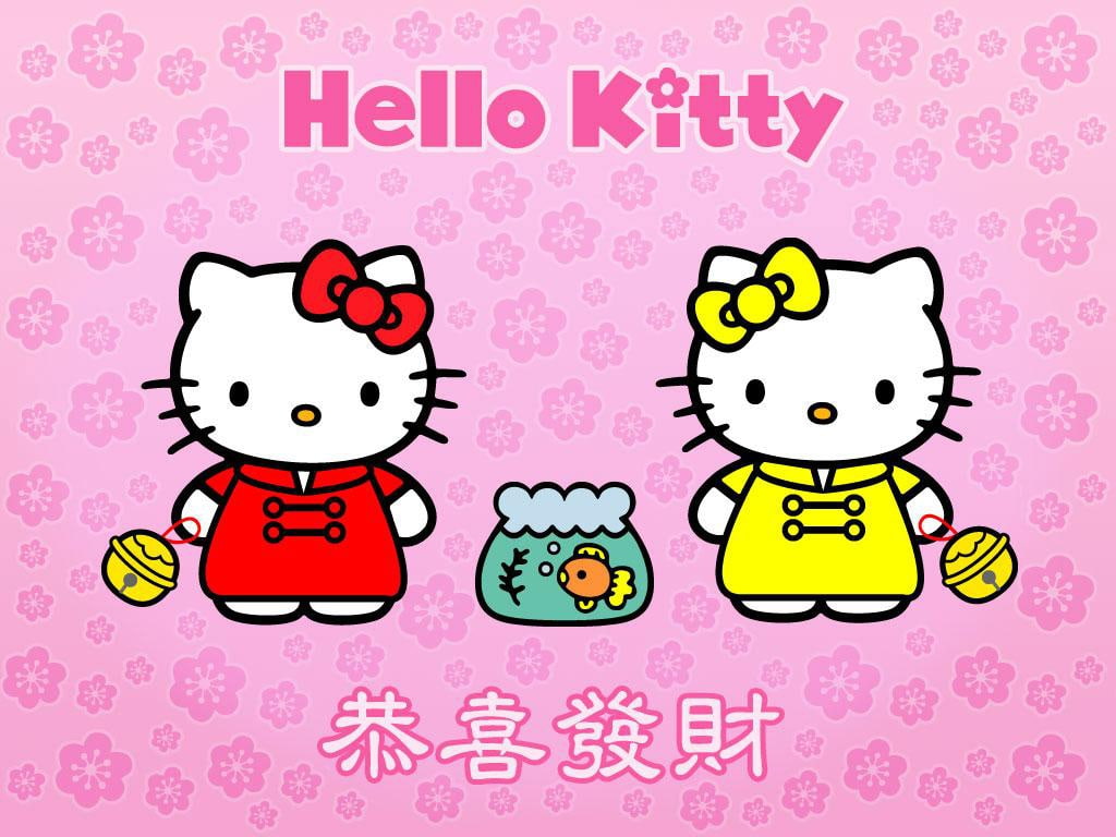 cute, hello, kitty, 480P, PINK, hd, Dress, Hello Kitty, bow, anime, art, HD Wallpaper