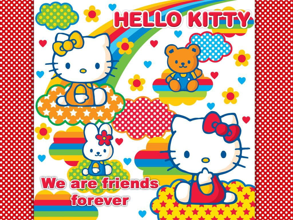 kitty, 480P, anime, art, cute, Hello Kitty, hello, Dress, hd, bow, PINK, HD Wallpaper