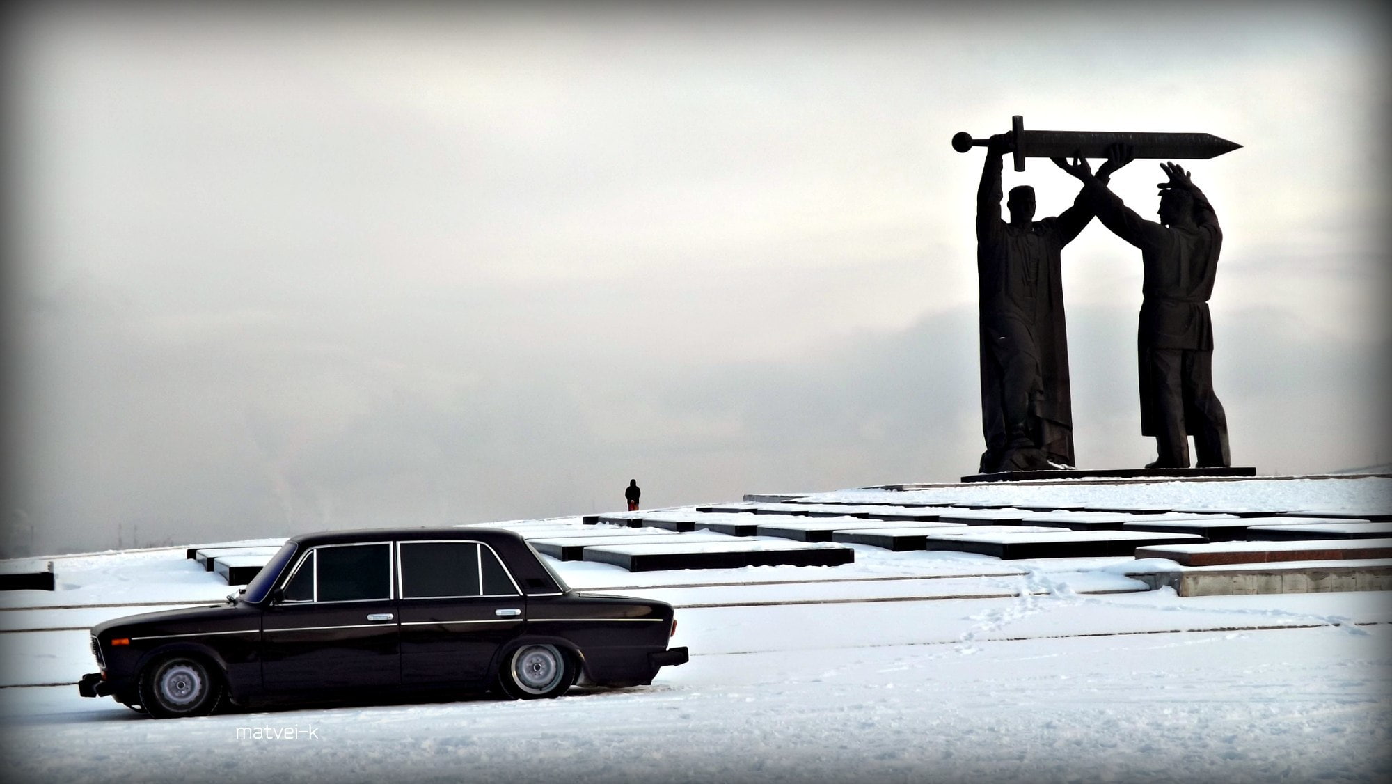 Auto, snow, VAZ, machine, monument, BPAN, Without Landing Auto No, Lada, 1080P, 2103, HD Wallpaper