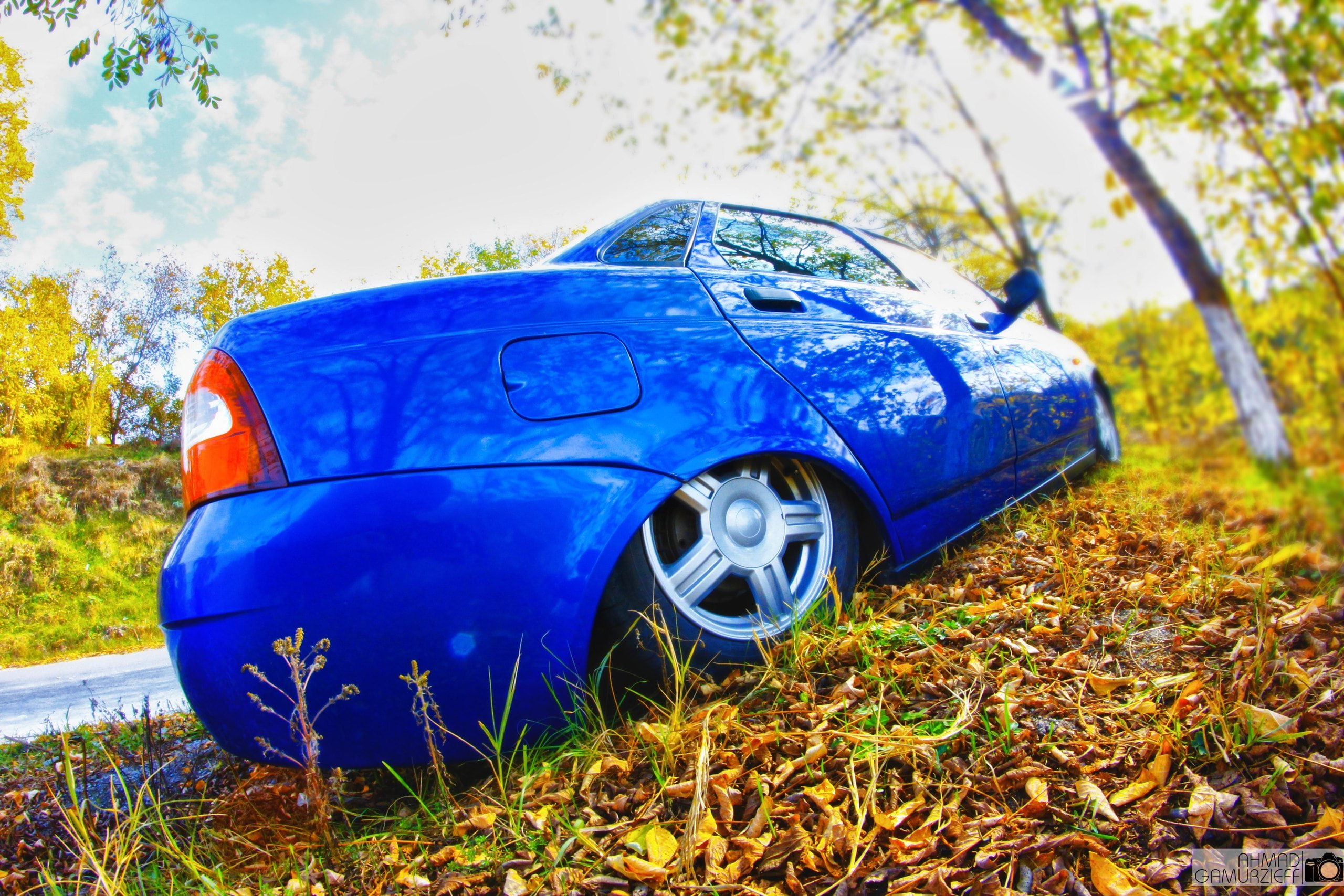 tree, 2110, field, grass, car, metal, Without Landing Auto No, day, Lada, damaged, ruined, stationary, nature, mode of transportation, transportation, outdoors, HD Wallpaper