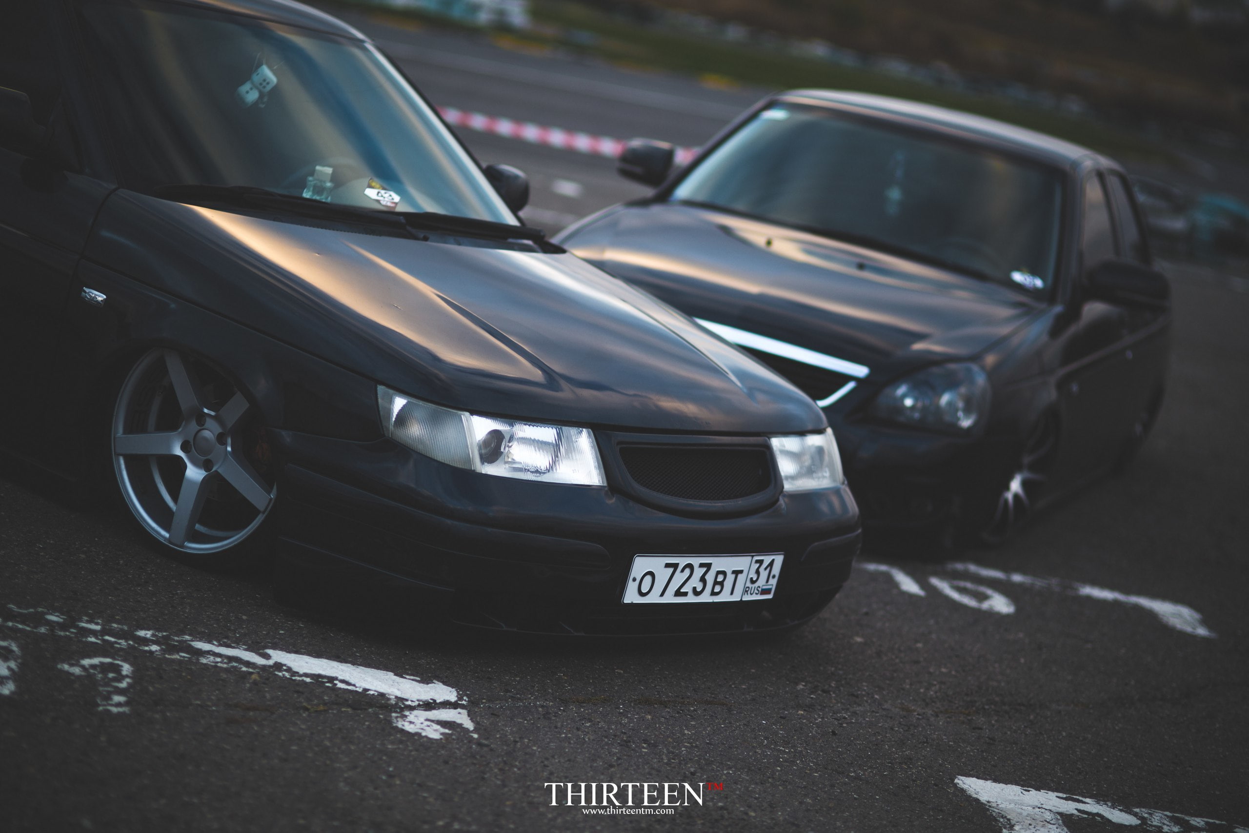 2112, two, city, sedans, stationary, BPAN, black, black color, photography, street, wheel, machine, close-up, 2K, road, outdoors, sign, parking, focus on foreground, HD Wallpaper
