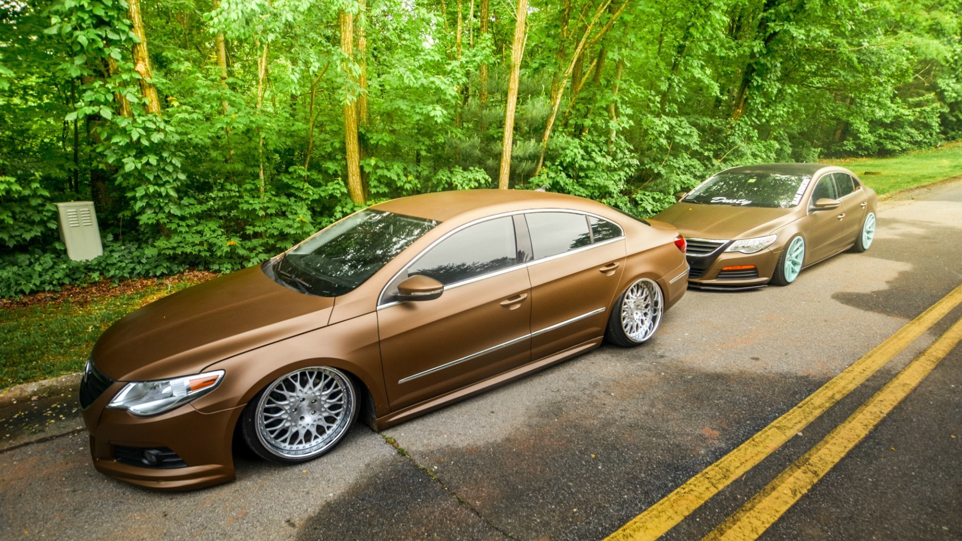 machine, two, road, Volkswagen, 1080P, planted, pair, Passat, bpan, forest, HD Wallpaper