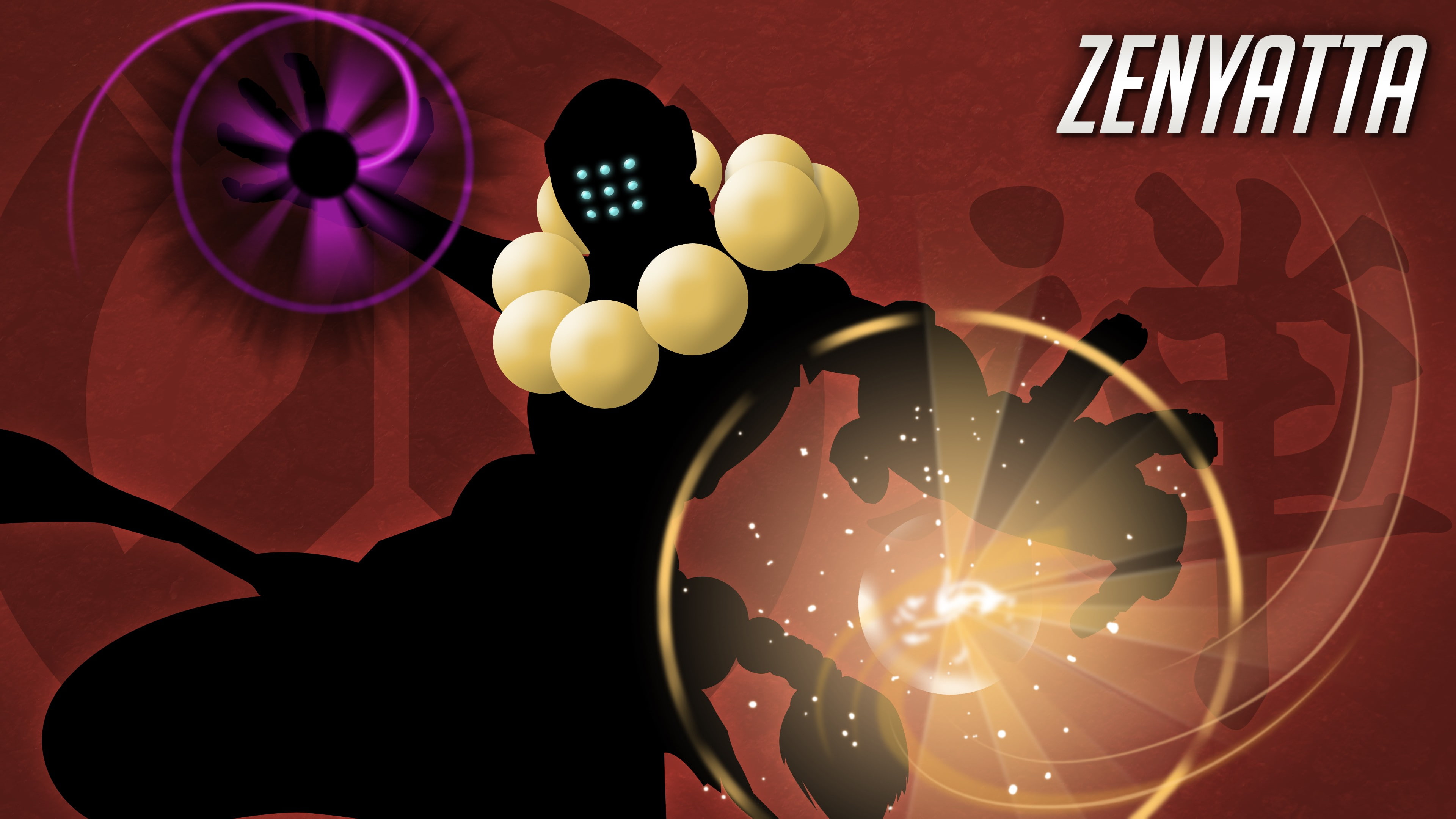 Tekhartha Zenyatta, red, Blizzard Entertainment, lighting equipment, 4K, representation, shape, indoors, illuminated, technology, communication, one person, HD Wallpaper