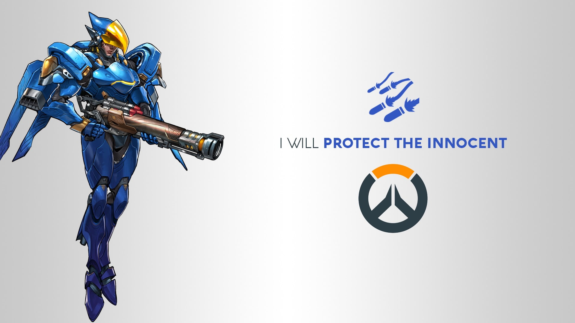 close-up, studio shot, no people, Fareeha Amari, Blizzard Entertainment, 1080P, blue, connection, logo, safety, government, warning sign, message, HD Wallpaper