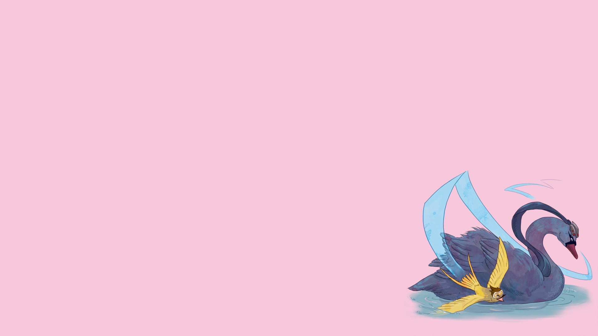 single object, birds, indoors, studio shot, Overwatch, pink color, purple, swan, multi colored, Widowmaker (Overwatch), 1080P, Tracer (Overwatch), side view, HD Wallpaper