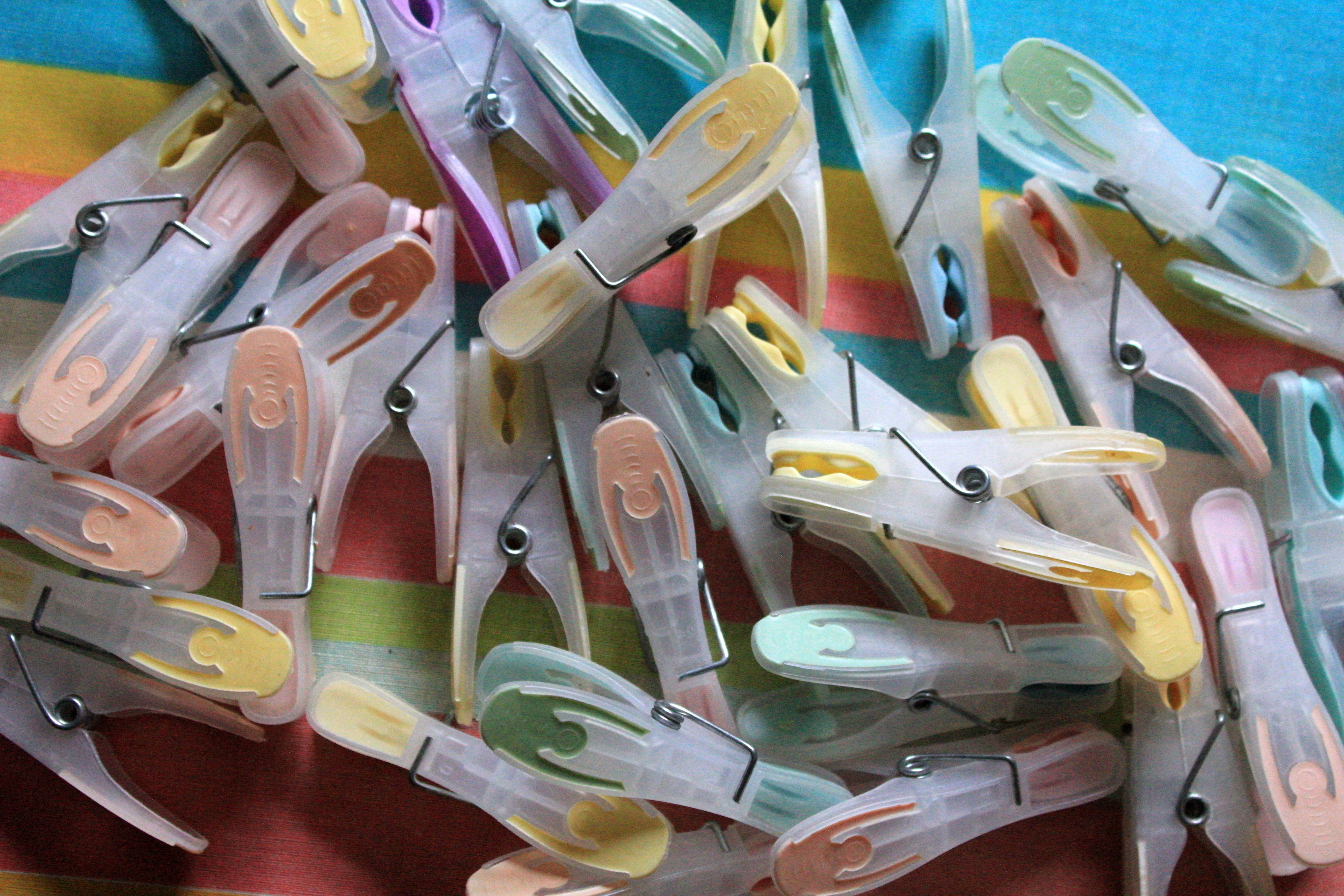 close-up, dry, indoors, adhesive tape, domestic, variation, laundry, chores, hang, wood - material, equipment, no people, clothespin, clothes pegs, 5K, HD Wallpaper
