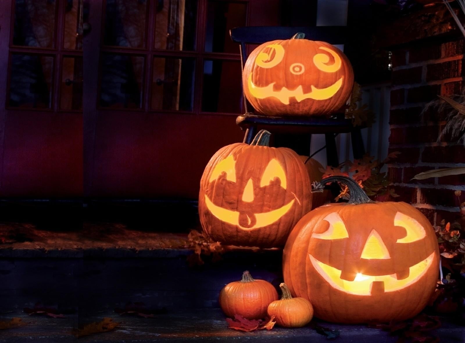 holiday - event, anthropomorphic, night, october, evil, orange, faces, fear, autumn, anthropomorphic face, craft, dark, pumpkin, o, holiday, halloween, HD Wallpaper