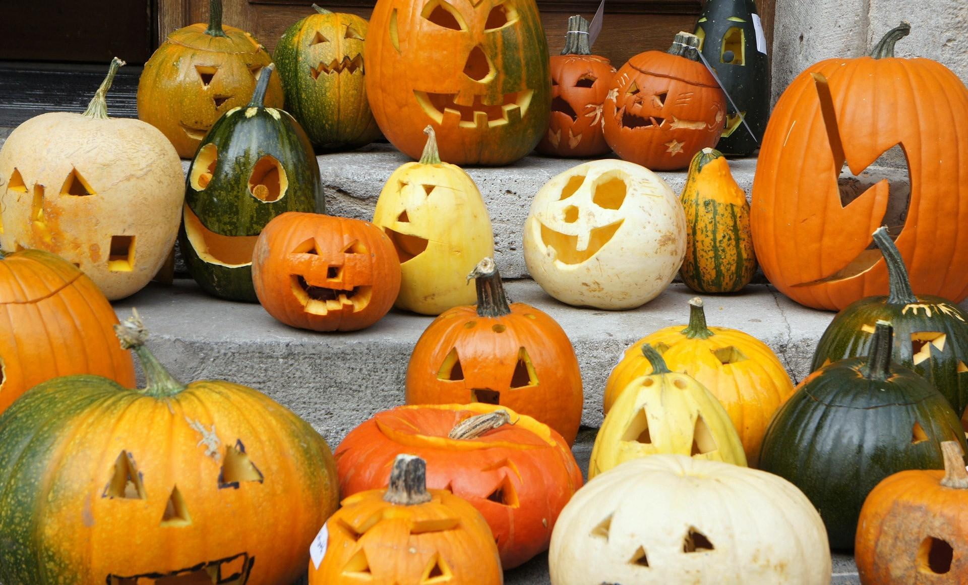 jack, ladder, lantern, lot, pumpkin, o, holiday, 1080P, halloween, set, HD Wallpaper
