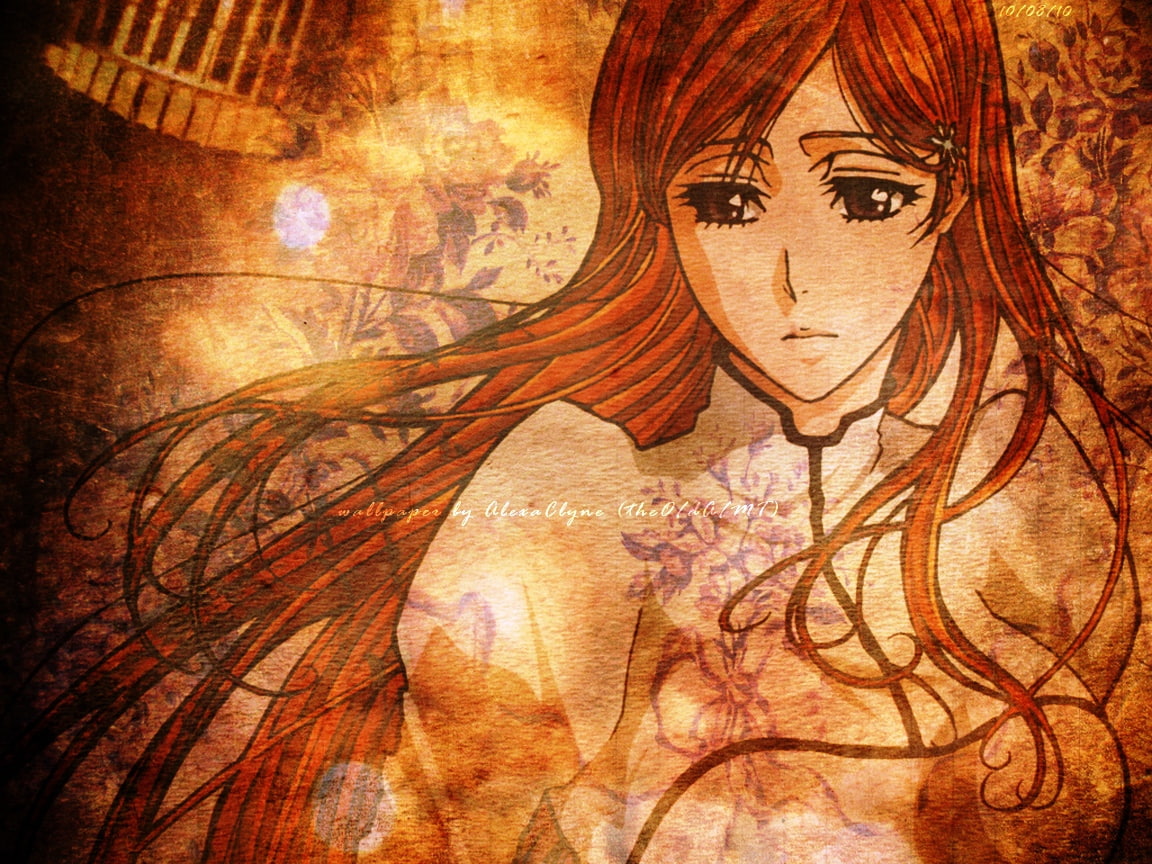 480P, art, without, inoue, long hair, lost, bleach, miss, anime, hd, orange, HD Wallpaper