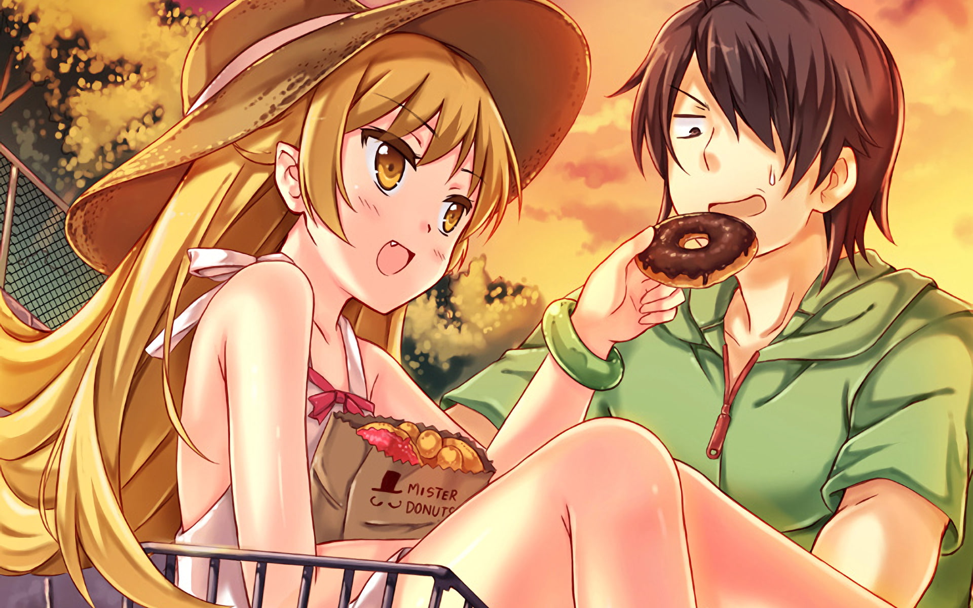 Anime, Koyomi Araragi, 1080P, Monogatari (Series), Shinobu Oshino, HD Wallpaper