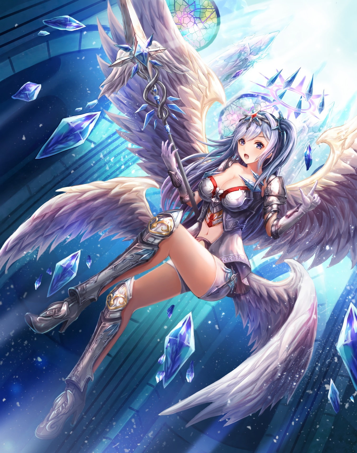 clothing, anime, 720P, beautiful people, people, young adult, nature, underwater, anime girls, young women, positive emotion, angel, females, wings, water, Phone HD Wallpaper