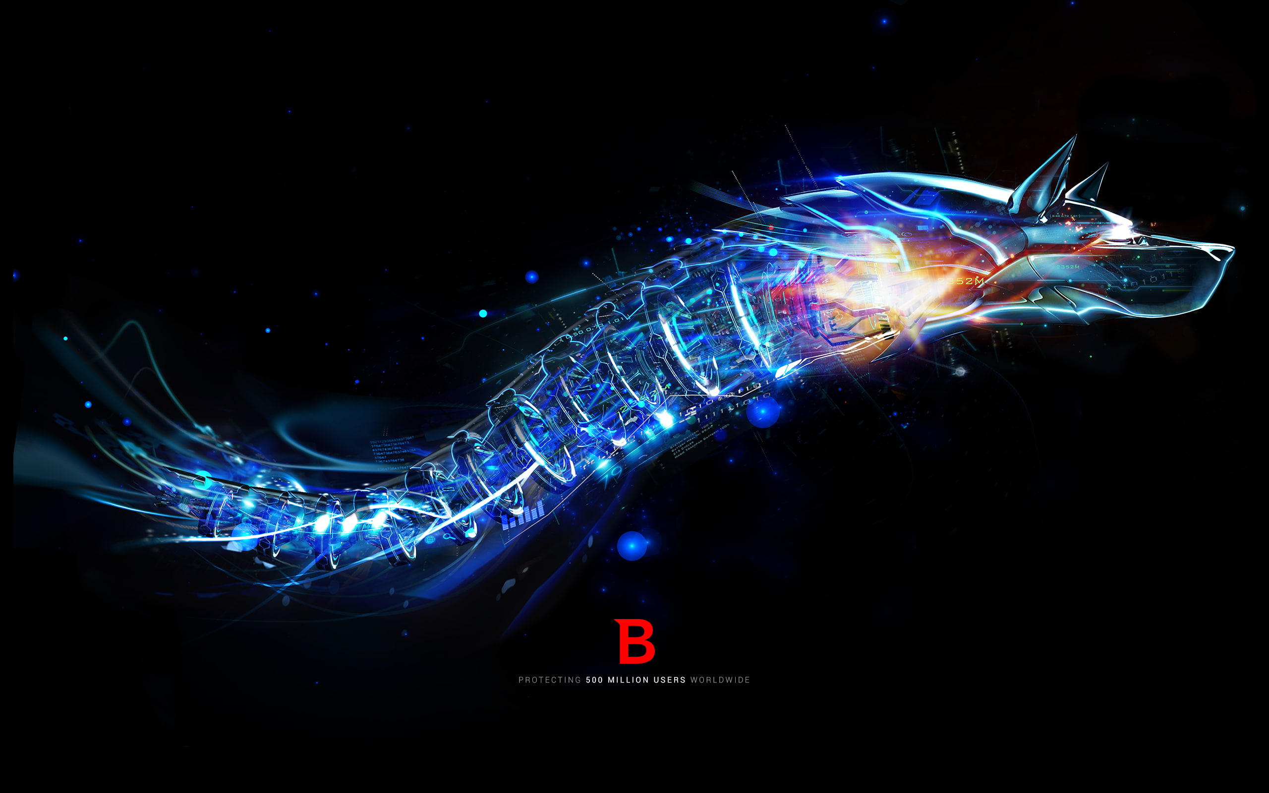 logo, black background, digital art, bitdefender, render, 2K, HD Wallpaper