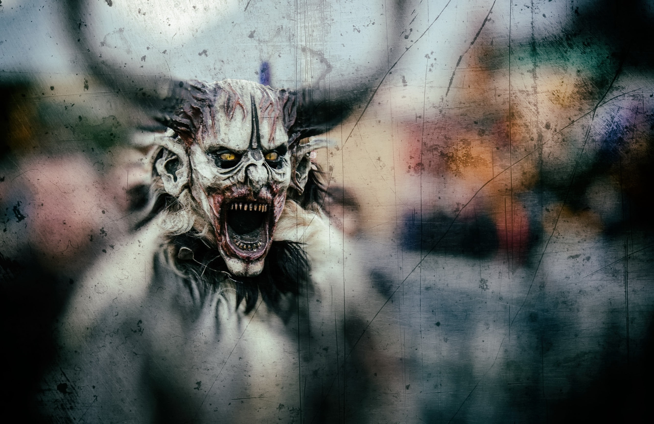 2K, grunge, horns, mask, Devil, demon, HD Wallpaper