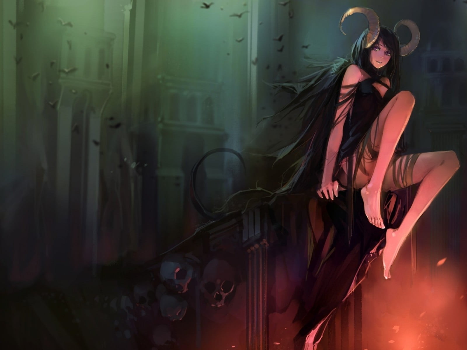 leisure activity, fashion, hair, anime, hairstyle, one person, horns, side view, adult, clothing, skull, young women, devils, real people, lifestyles, HD Wallpaper