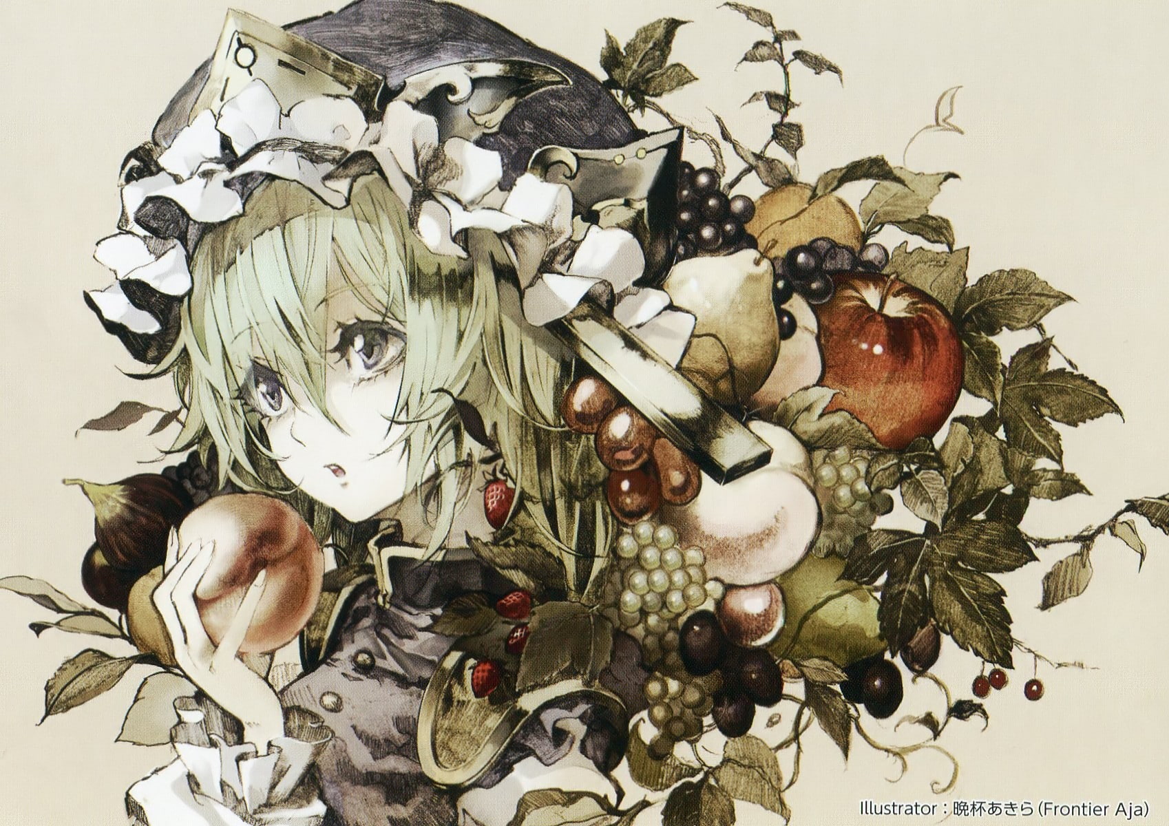 directly above, high angle view, hat, fruit, open mouth, still life, plant, no people, Shikieiki Yamaxanadu, healthy eating, food, video games, creativity, HD Wallpaper