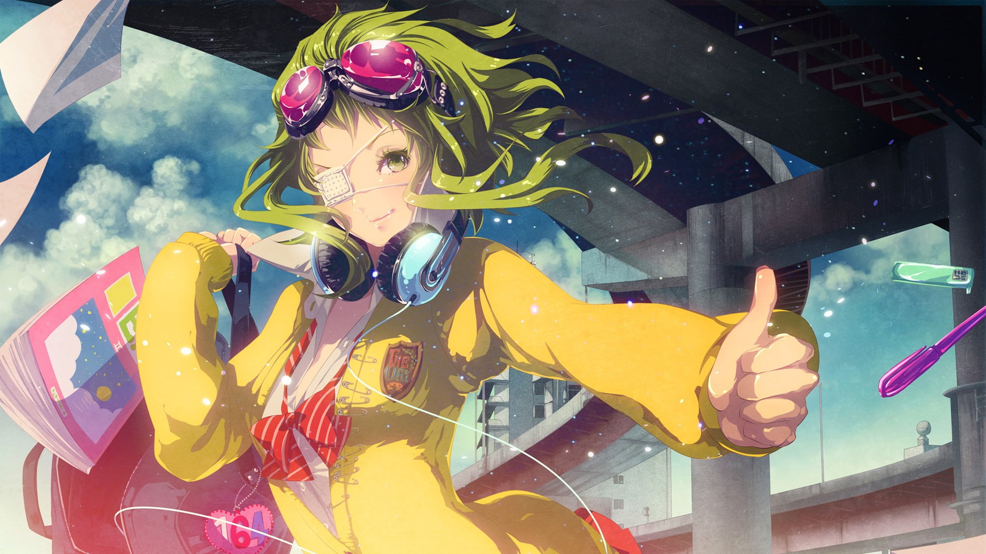 standing, indoors, anime girls, real people, Vocaloid, leisure activity, waist up, yellow, women, child, fun, young adult, Megpoid Gumi, multi colored, HD Wallpaper