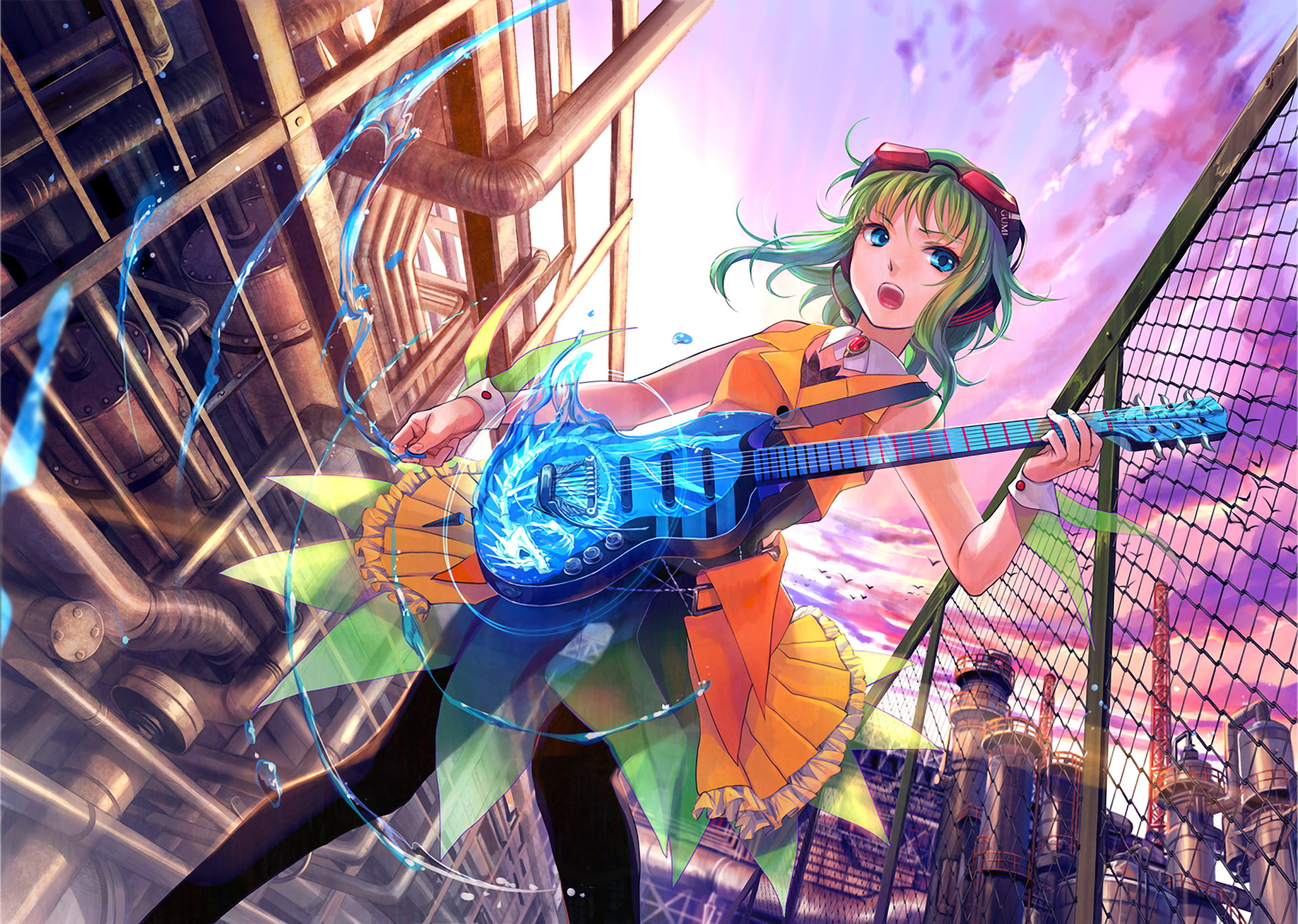 multi colored, adult, Megpoid Gumi, representation, metal, people, real people, stage, built structure, festival, creativity, outdoors, three quarter length, HD Wallpaper