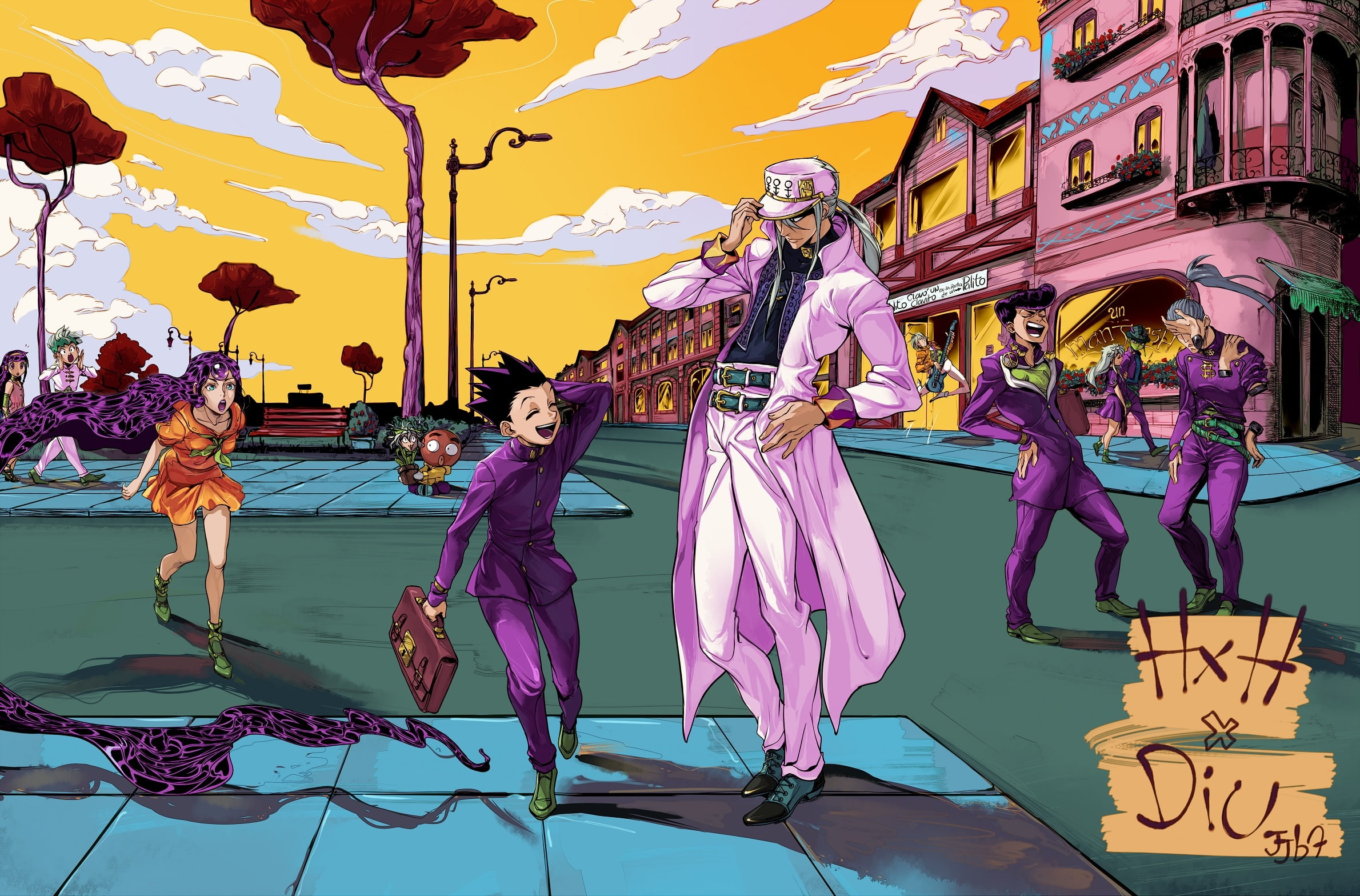 (character), com, kimyou, tagme, hunter, freeces, 1080P, building, clouds, cosplay, alderion-al, 245447, city, jojo, konachan, bouken, gon, sky, male, HD Wallpaper